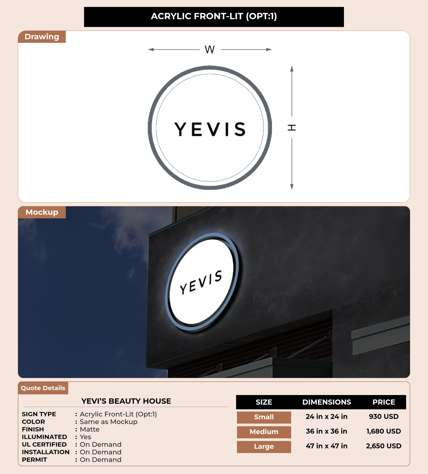 CUSTOM MOCKUP SIGN FOR Yevi’s Beauty House