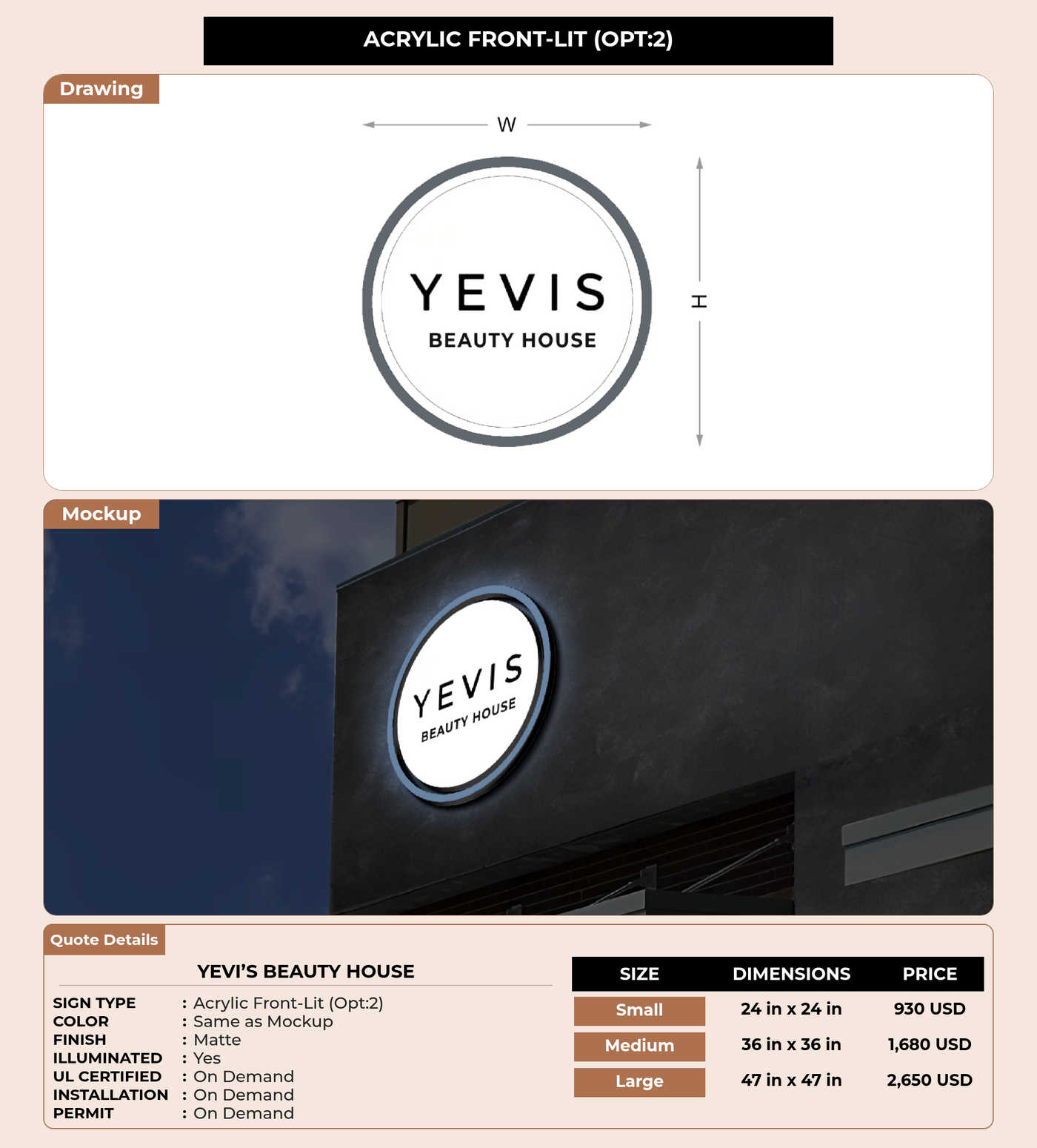 CUSTOM MOCKUP SIGN FOR Yevi’s Beauty House