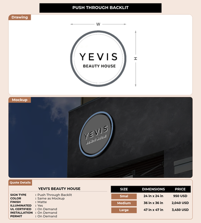 CUSTOM MOCKUP SIGN FOR Yevi’s Beauty House