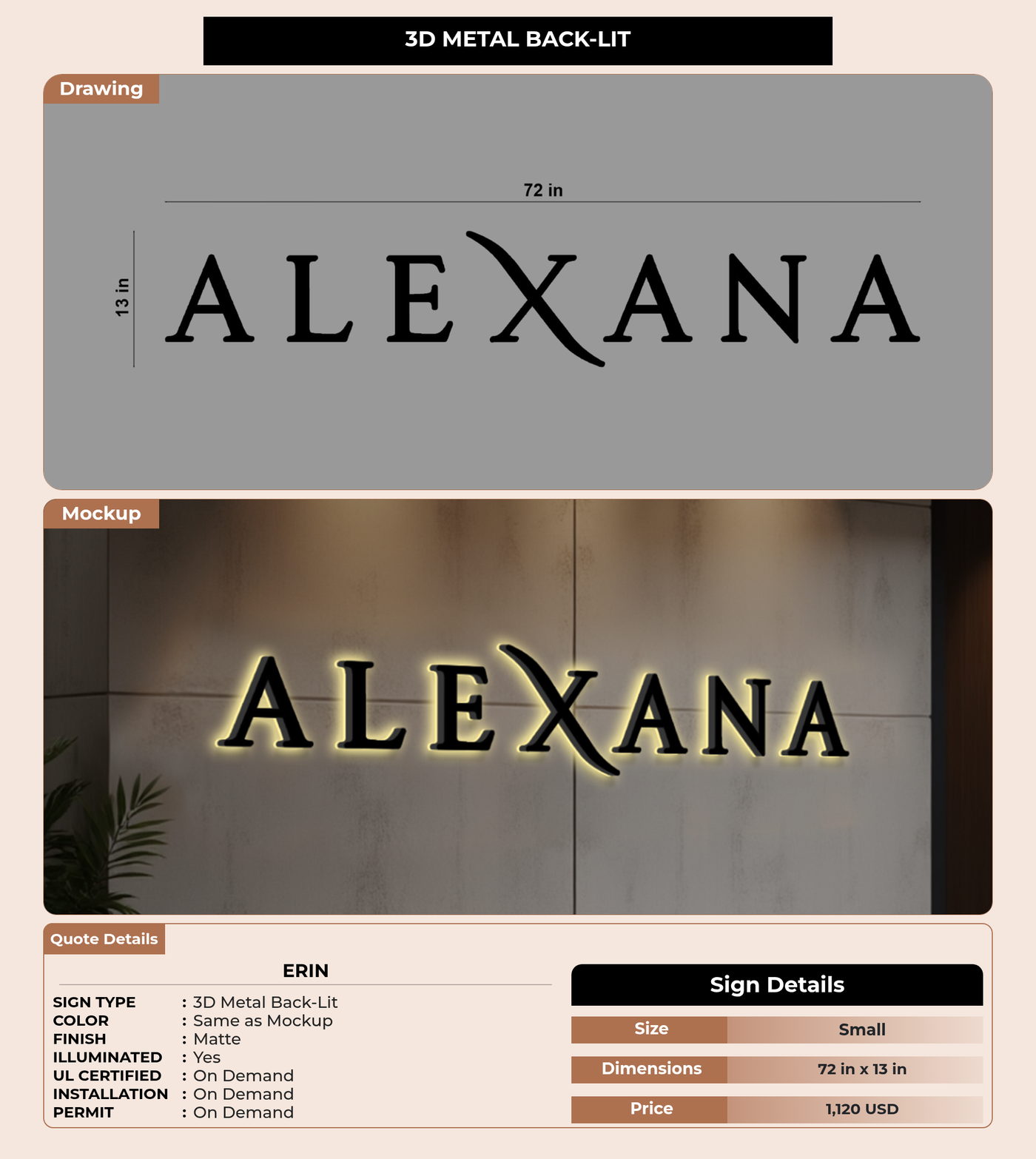 CUSTOM MOCKUP SIGN FOR Erin