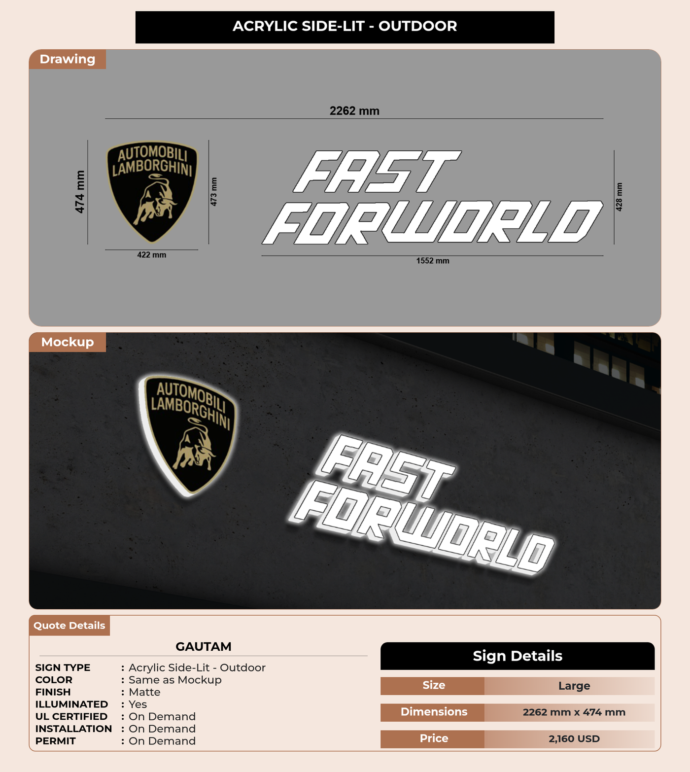 CUSTOM MOCKUP SIGN FOR Gautam