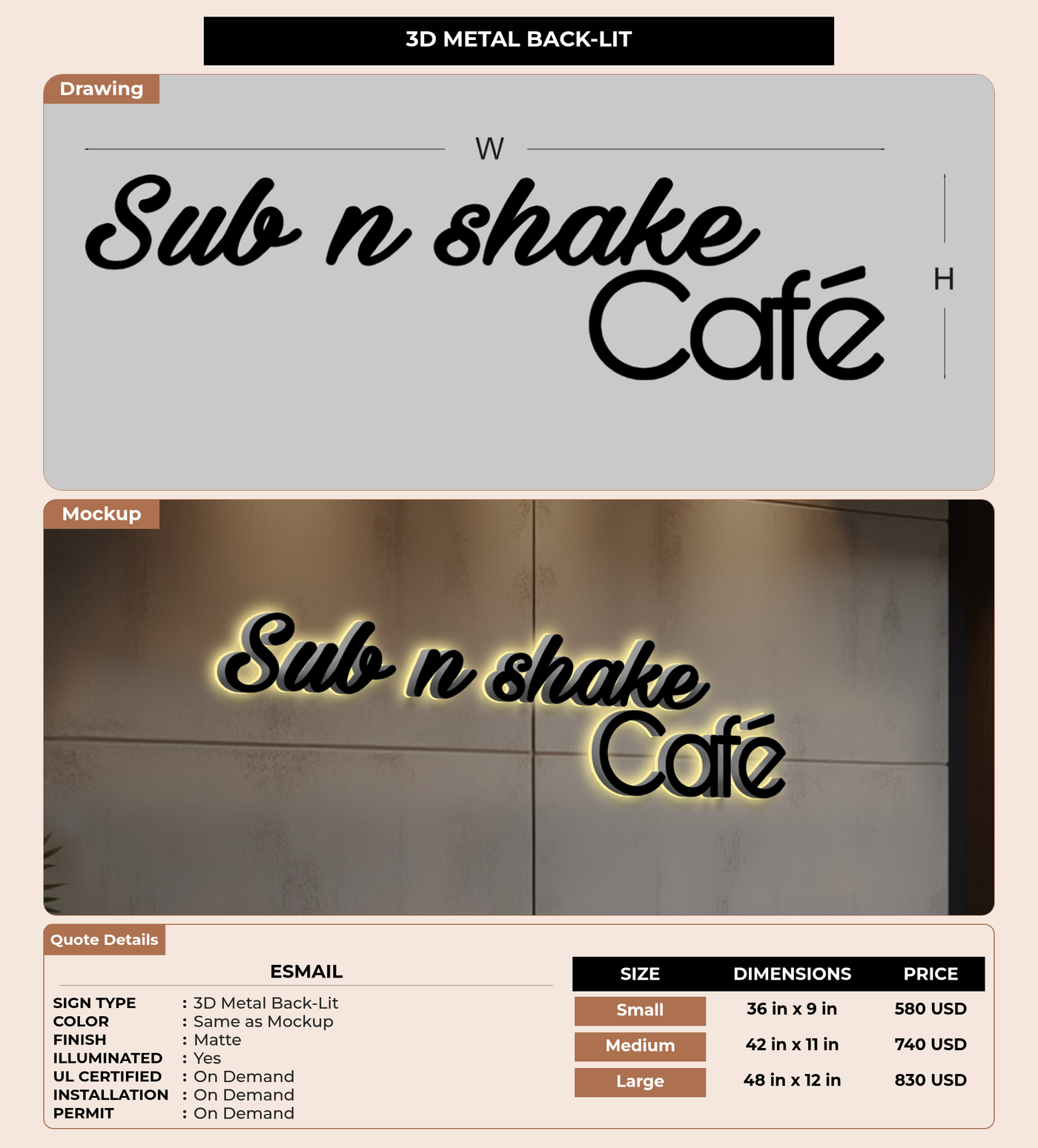 CUSTOM MOCKUP SIGN FOR Esmail