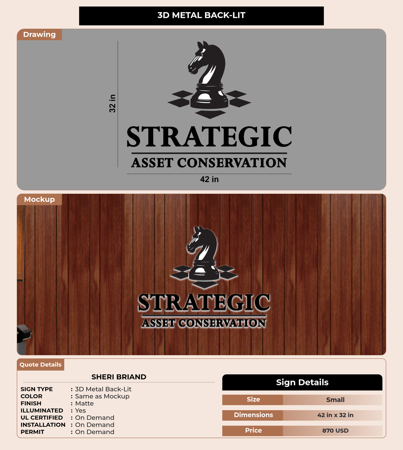 CUSTOM MOCKUP SIGN FOR Sheri Briand