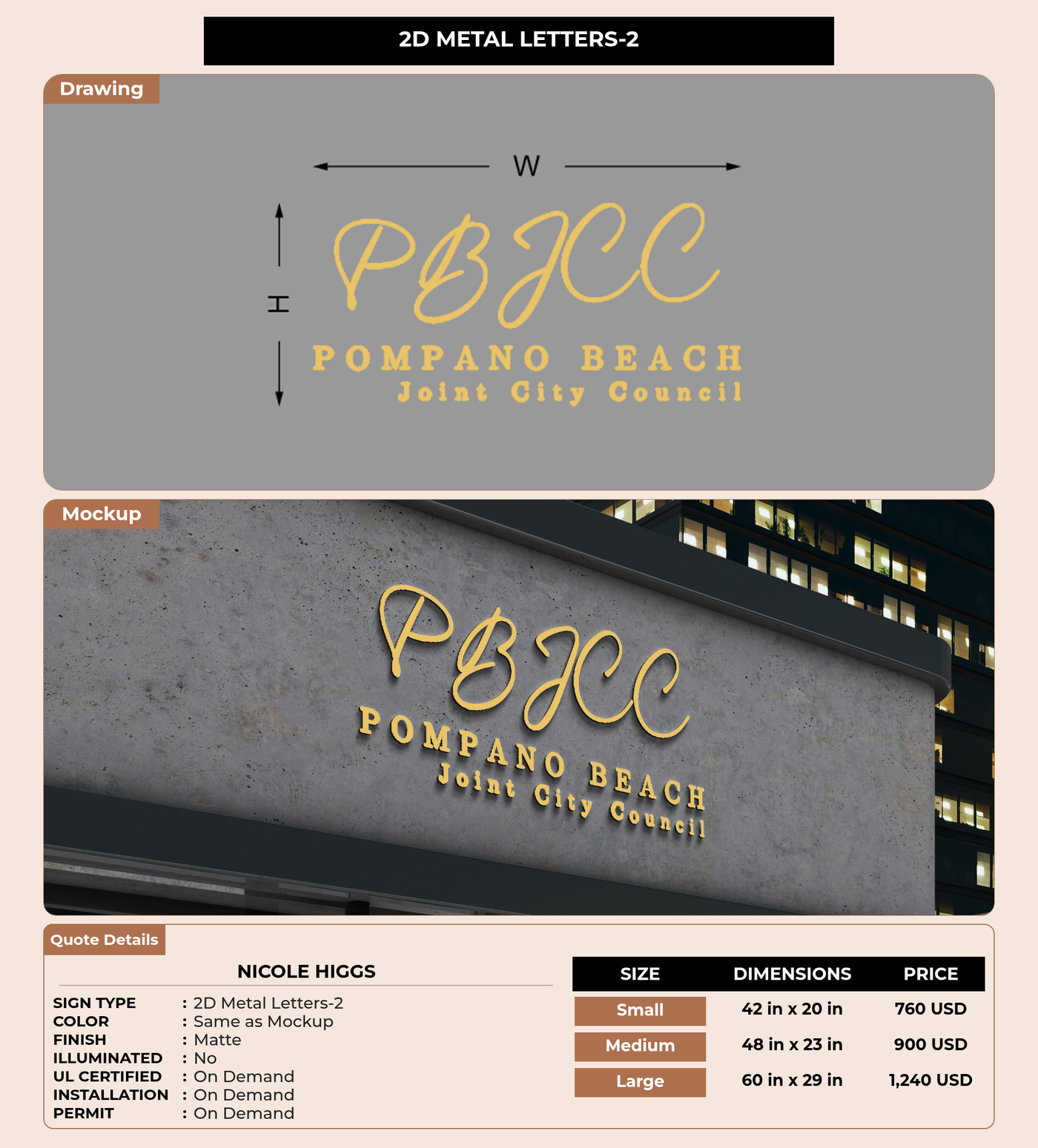 CUSTOM MOCKUP SIGN FOR Nicole Higgs