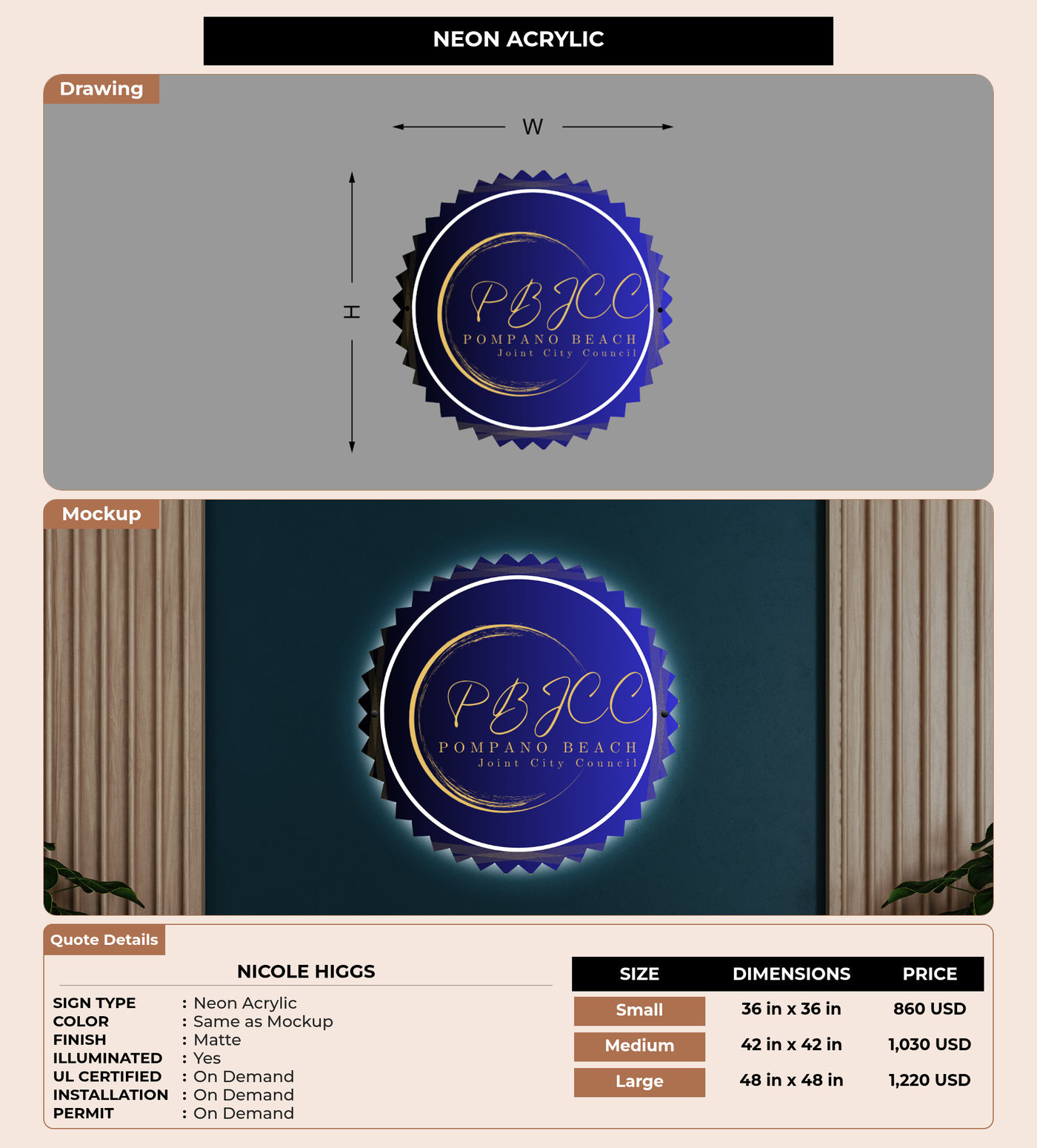 CUSTOM MOCKUP SIGN FOR Nicole Higgs