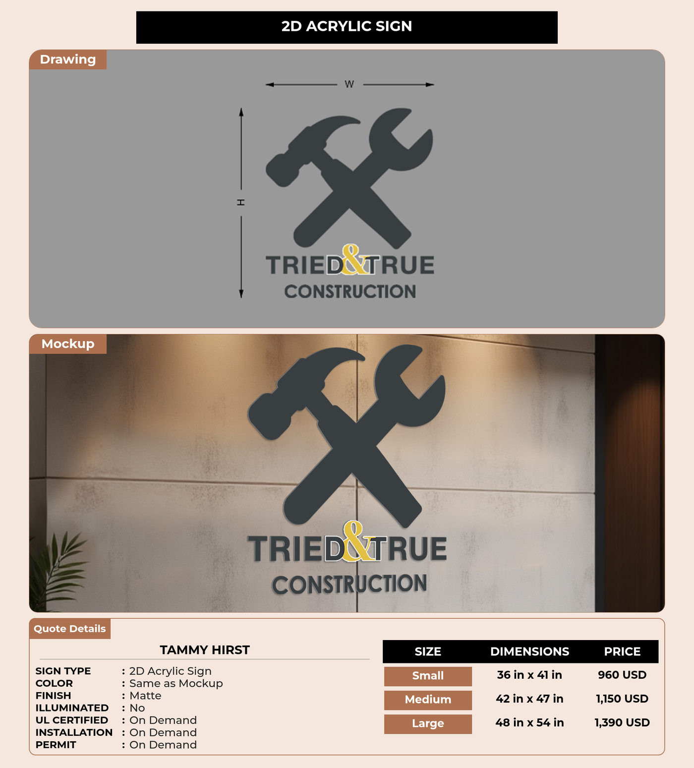 CUSTOM MOCKUP SIGN FOR Tammy Hirst