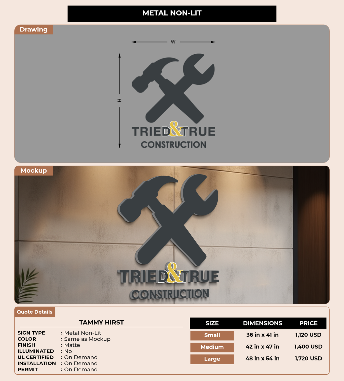 CUSTOM MOCKUP SIGN FOR Tammy Hirst
