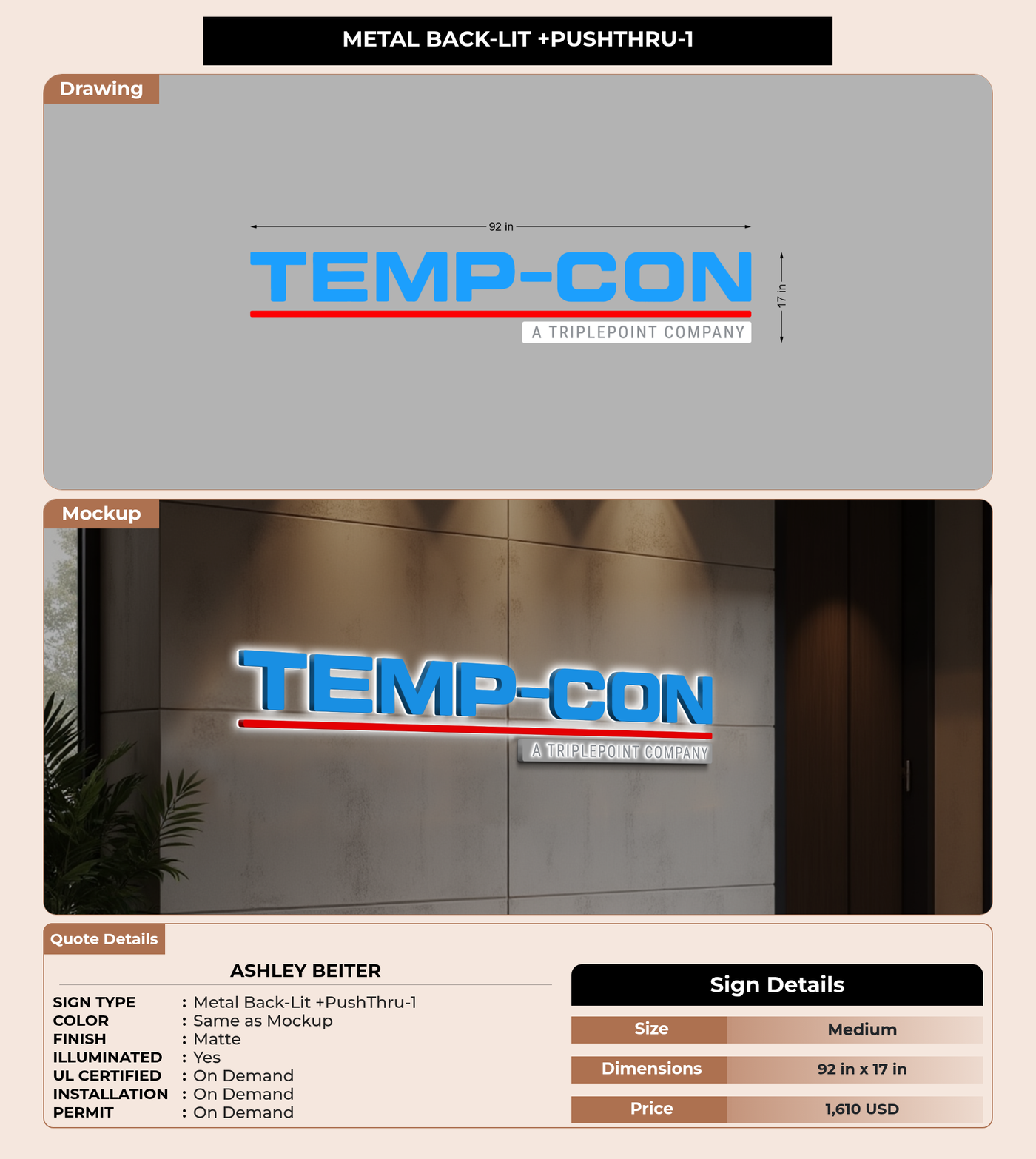 CUSTOM MOCKUP SIGN FOR Ashley Beiter