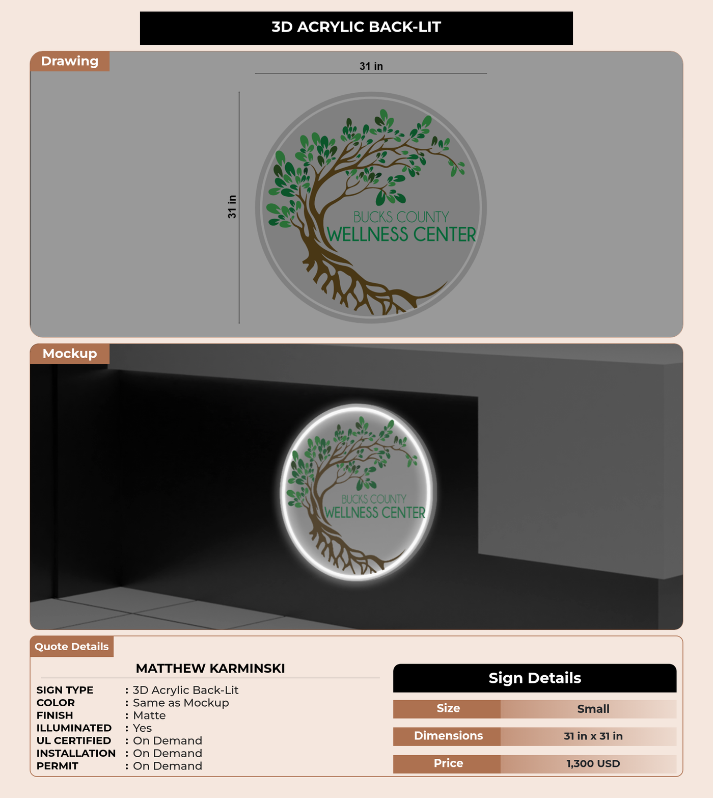 CUSTOM MOCKUP SIGN FOR Matthew Karminski
