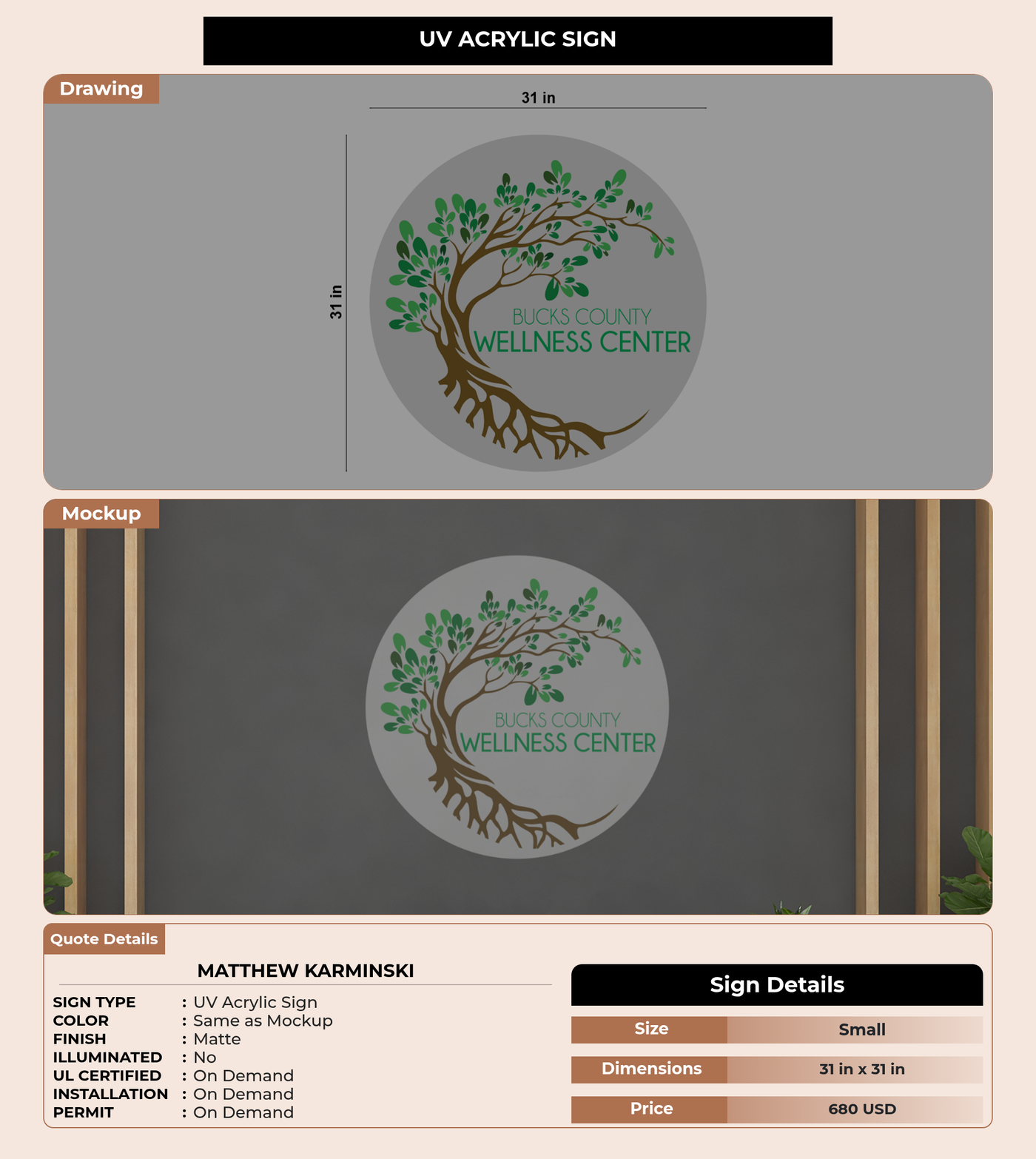 CUSTOM MOCKUP SIGN FOR Matthew Karminski