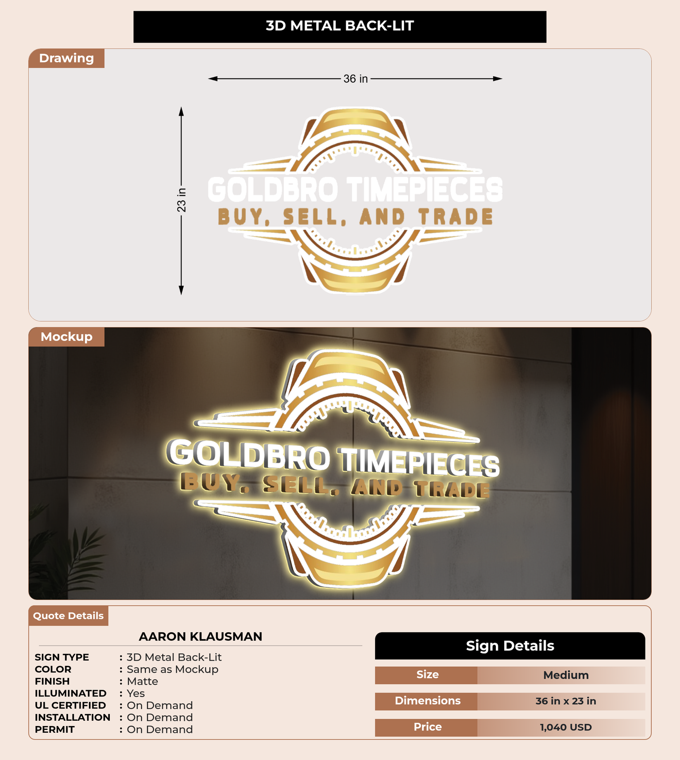 CUSTOM MOCKUP SIGN FOR Aaron klausman