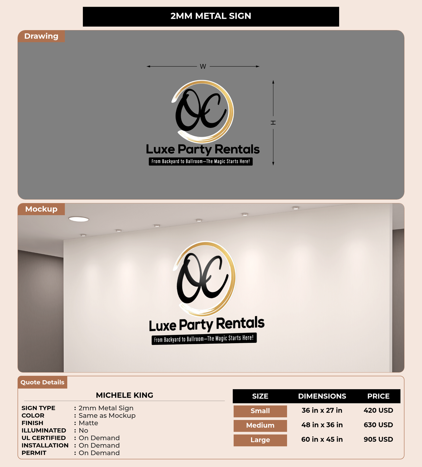 CUSTOM MOCKUP SIGN FOR MICHELE KING