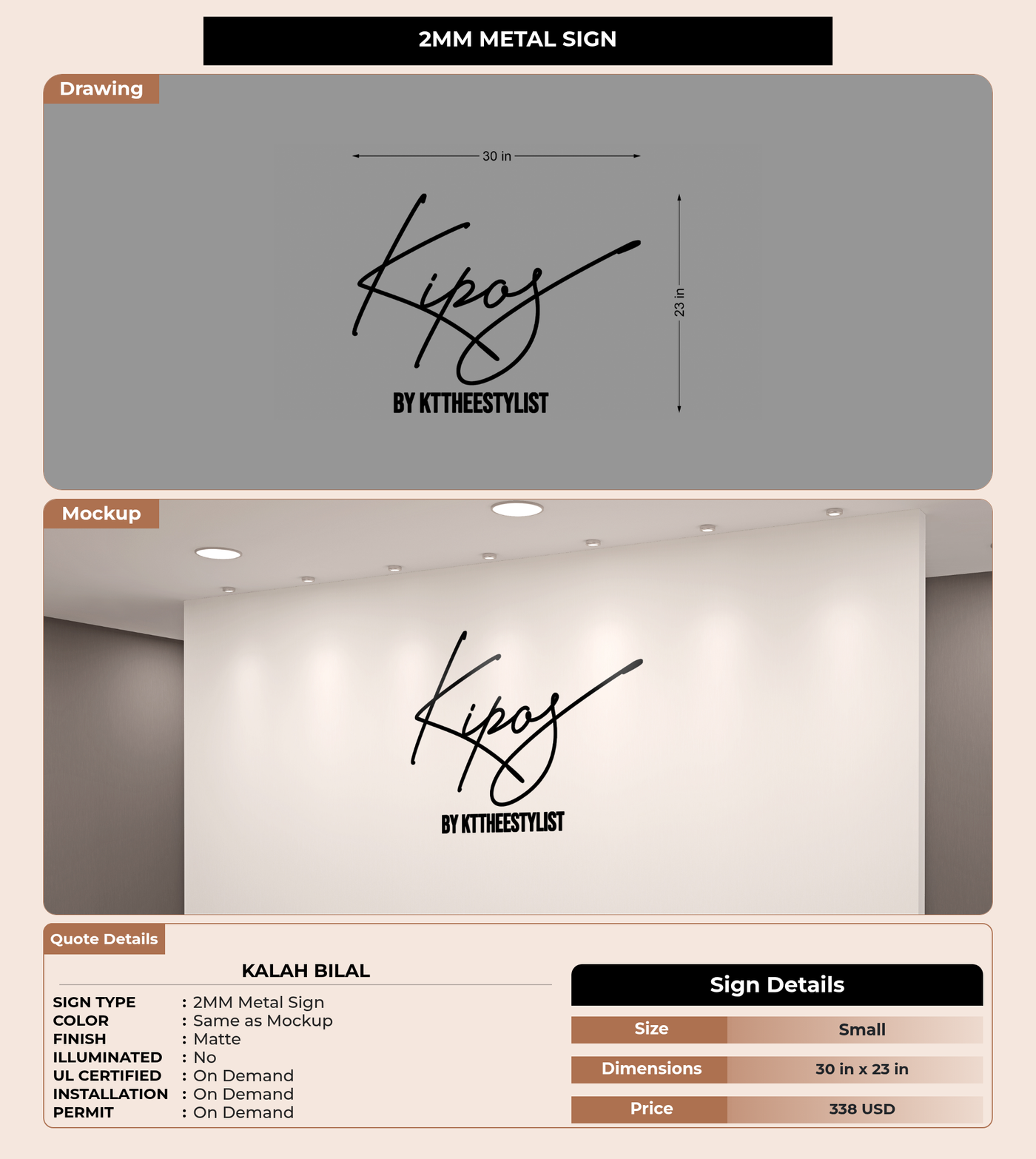 CUSTOM MOCKUP SIGN FOR Kalah Bilal