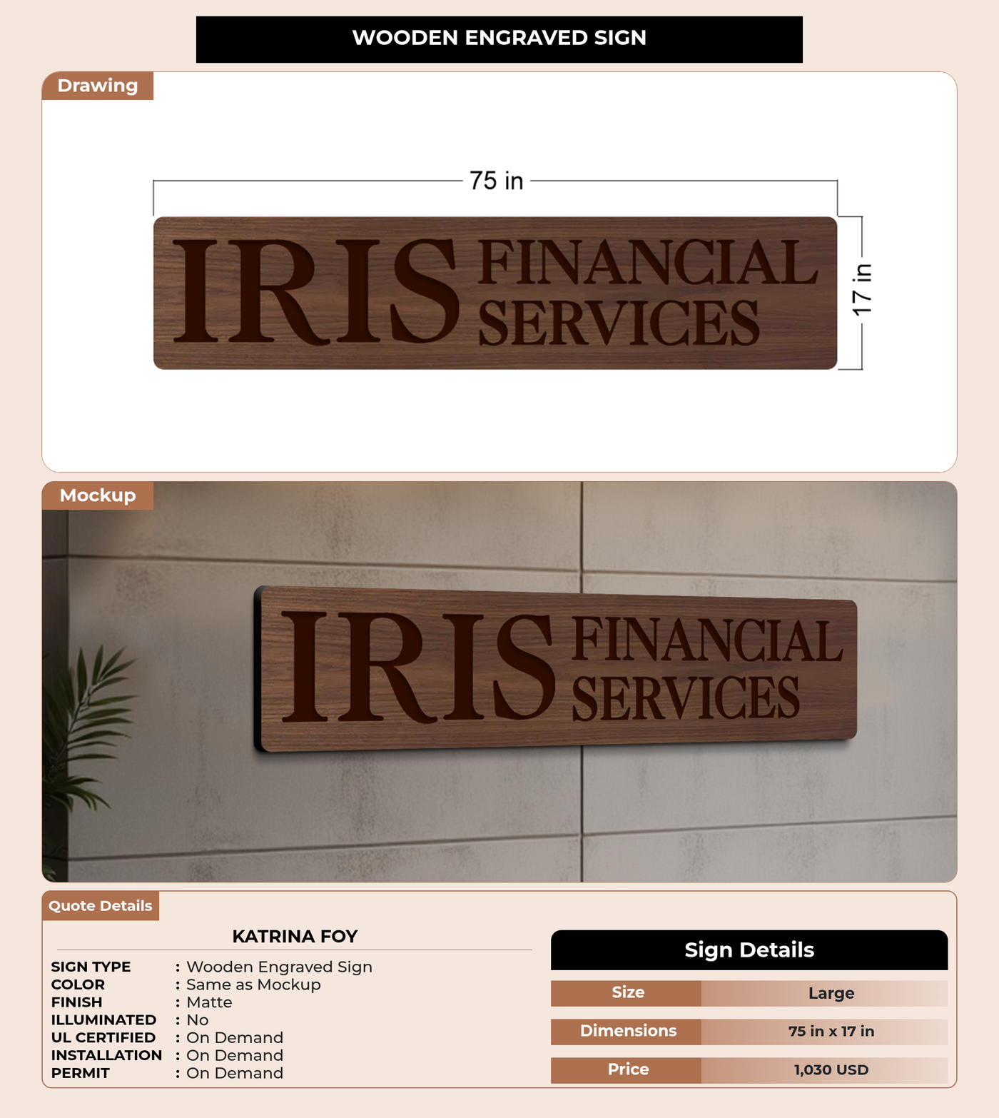 CUSTOM MOCKUP SIGN FOR Katrina Foy