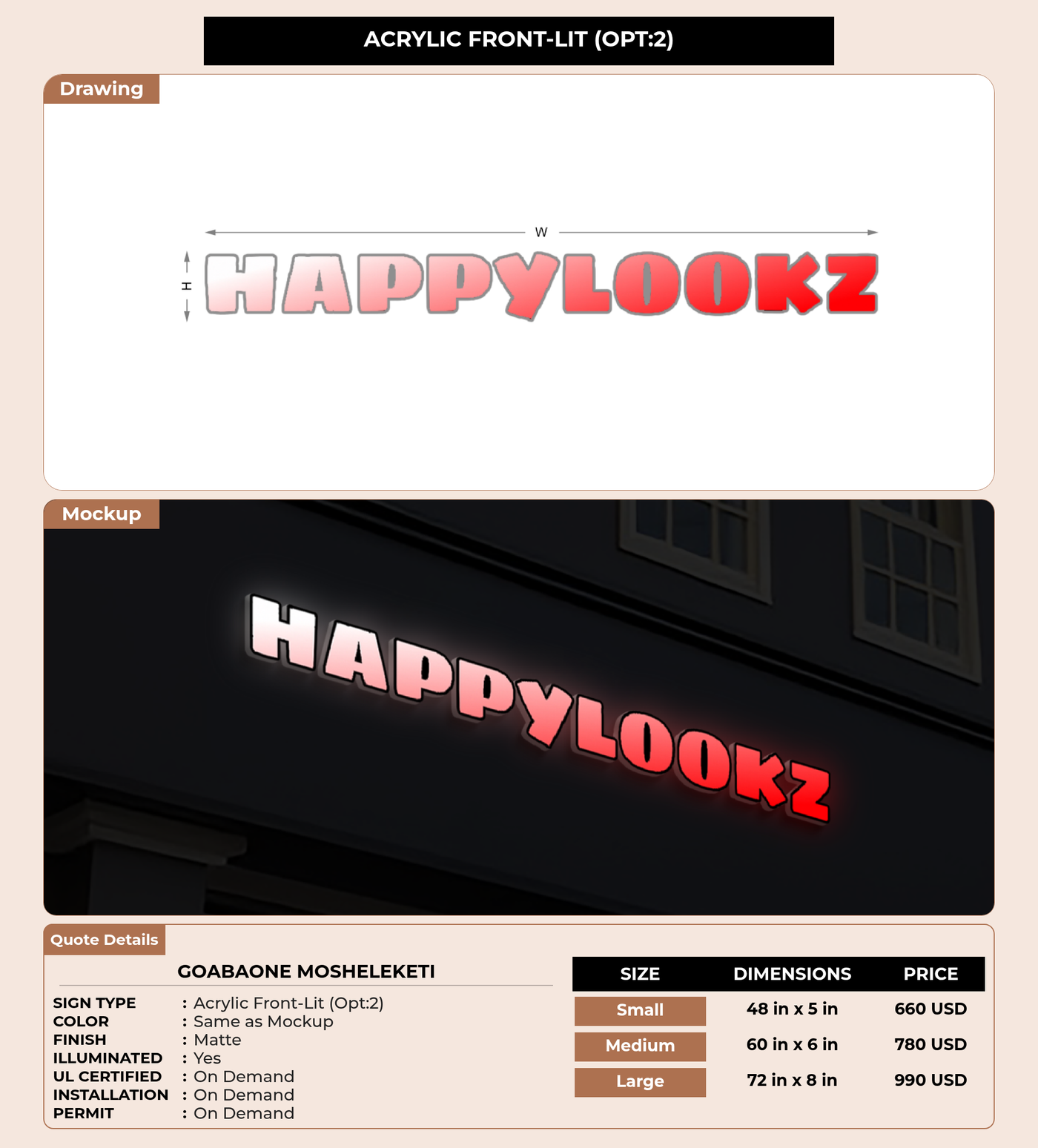 CUSTOM MOCKUP SIGN FOR Goabaone Mosheleketi