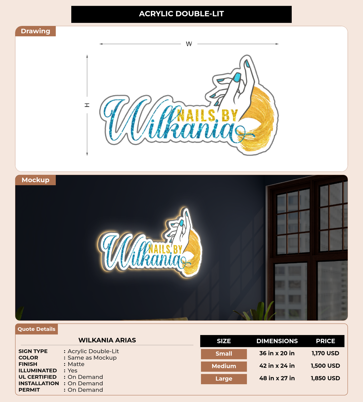 CUSTOM MOCKUP SIGN FOR Wilkania Arias
