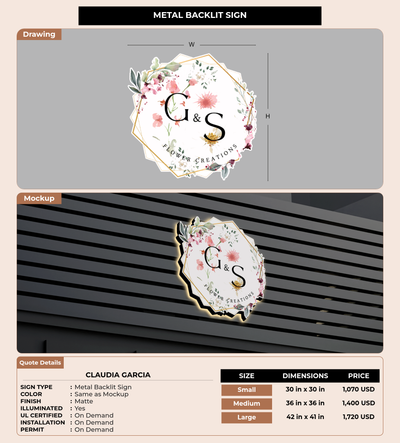 CUSTOM MOCKUP SIGN FOR Claudia Garcia