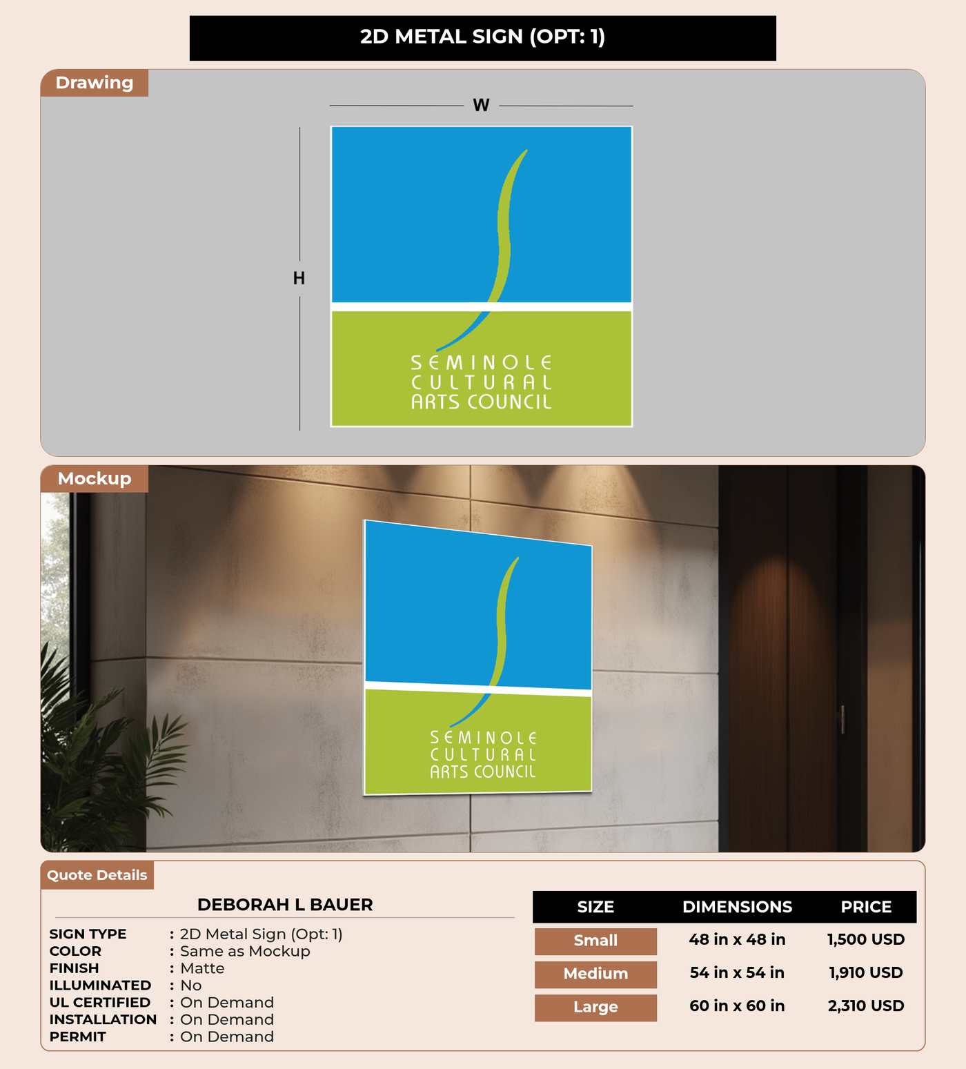 CUSTOM MOCKUP SIGN FOR Deborah L Bauer