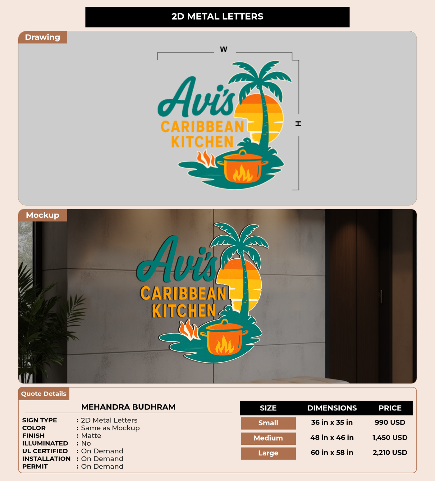 CUSTOM MOCKUP SIGN FOR Mehandra Budhram