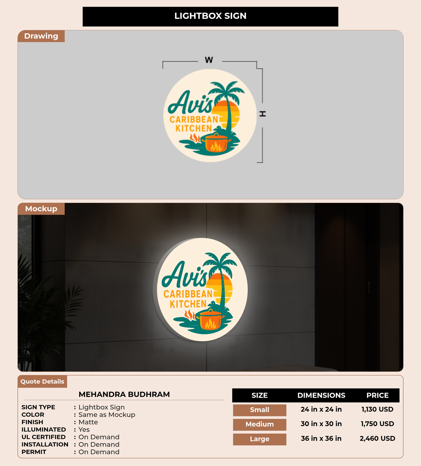 CUSTOM MOCKUP SIGN FOR Mehandra Budhram