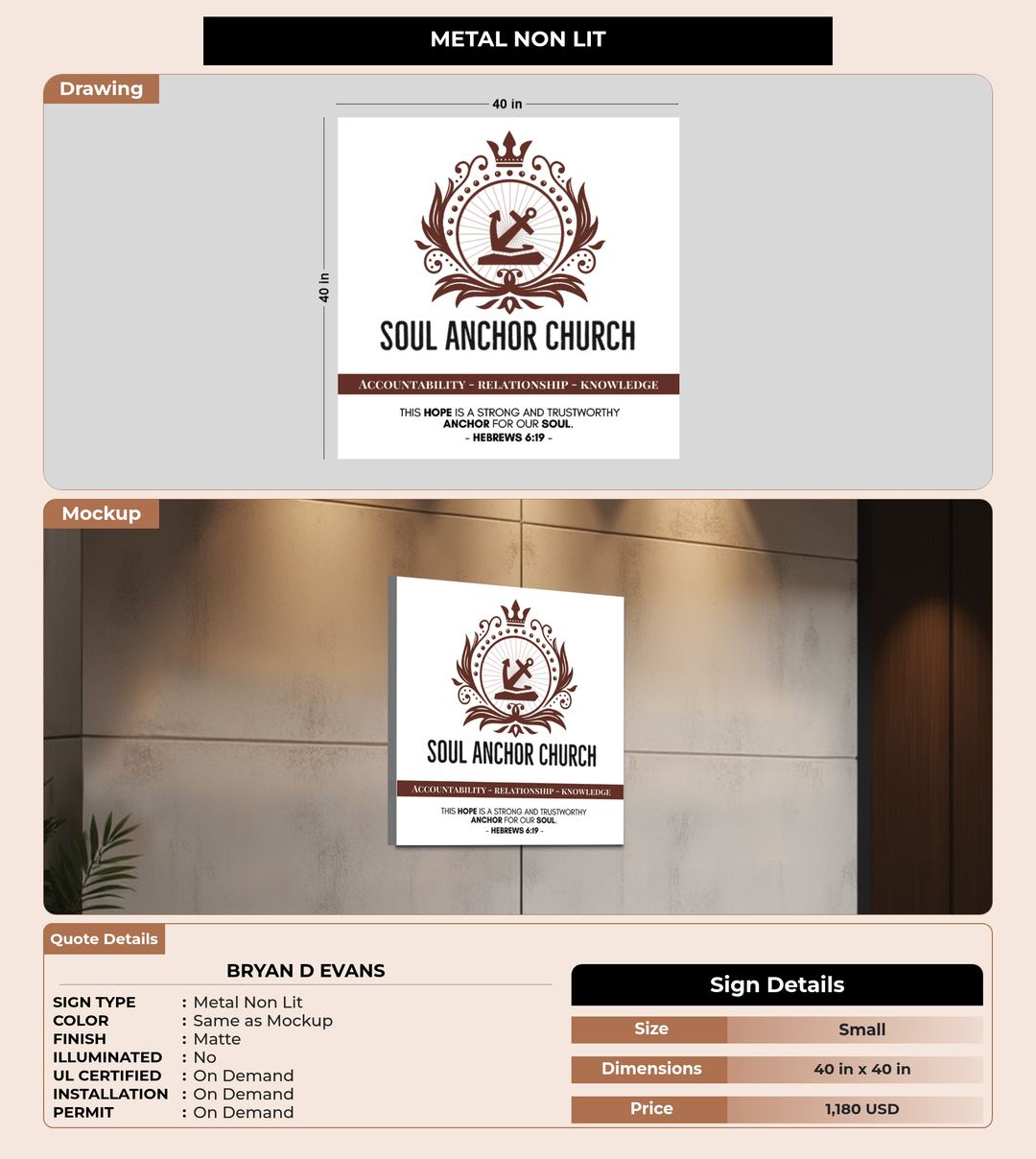 CUSTOM MOCKUP SIGN FOR Bryan D Evans