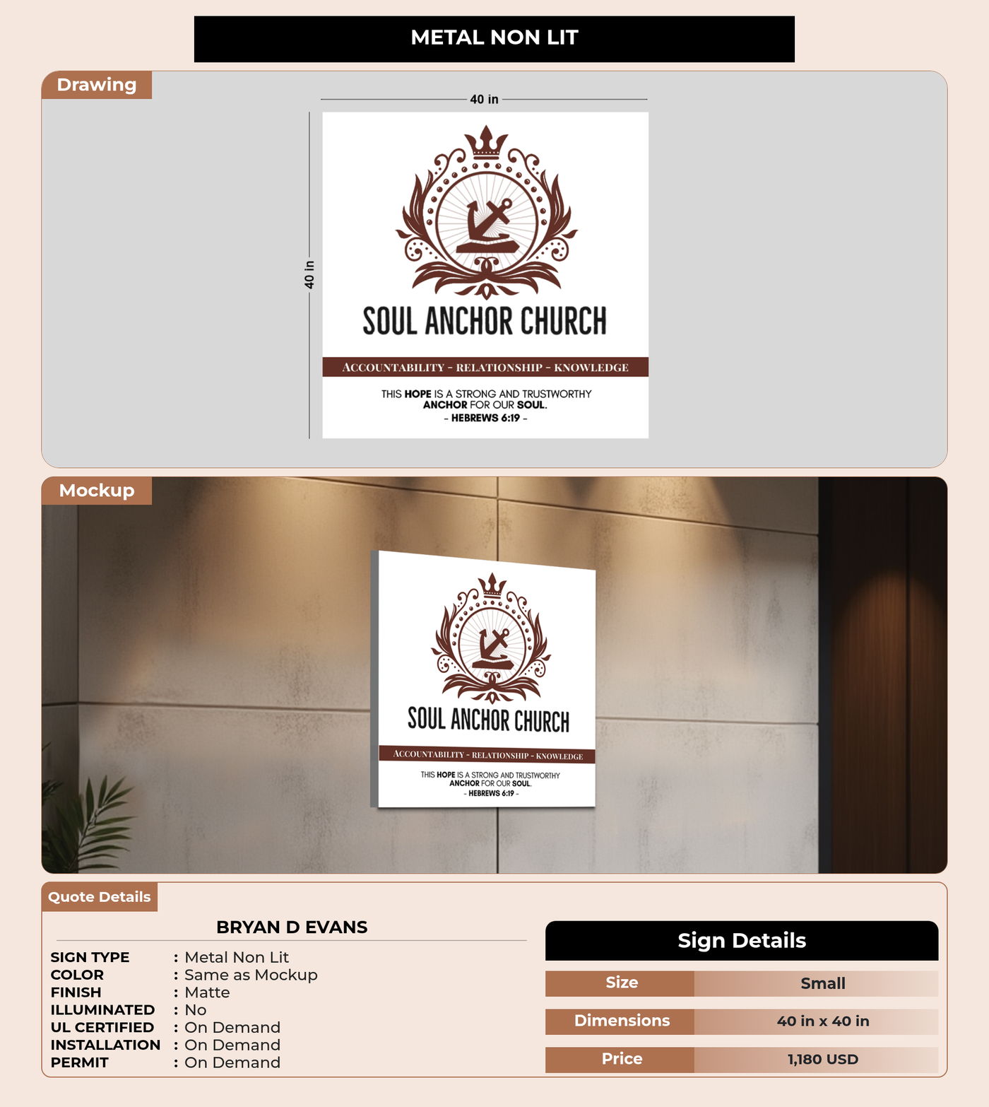 CUSTOM MOCKUP SIGN FOR Bryan D Evans