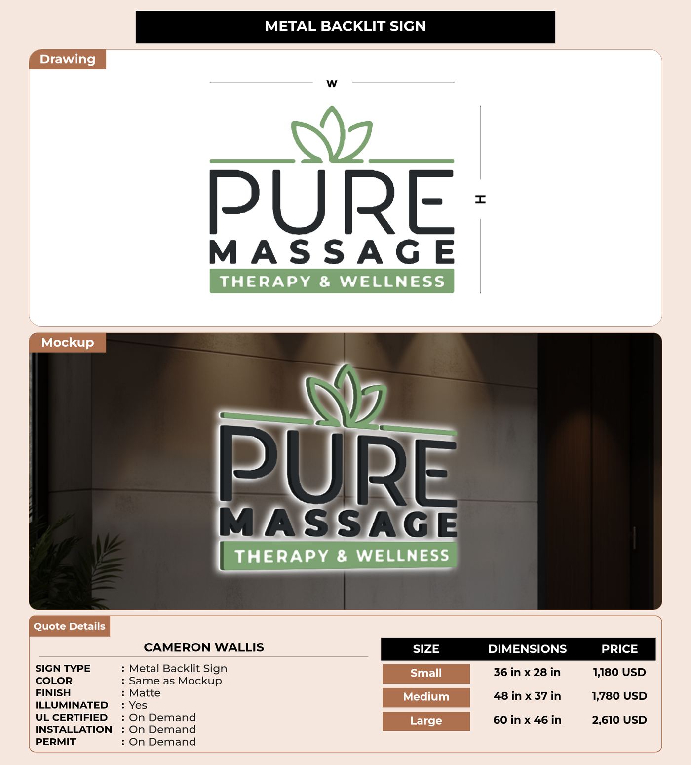 CUSTOM MOCKUP SIGN FOR Cameron Wallis