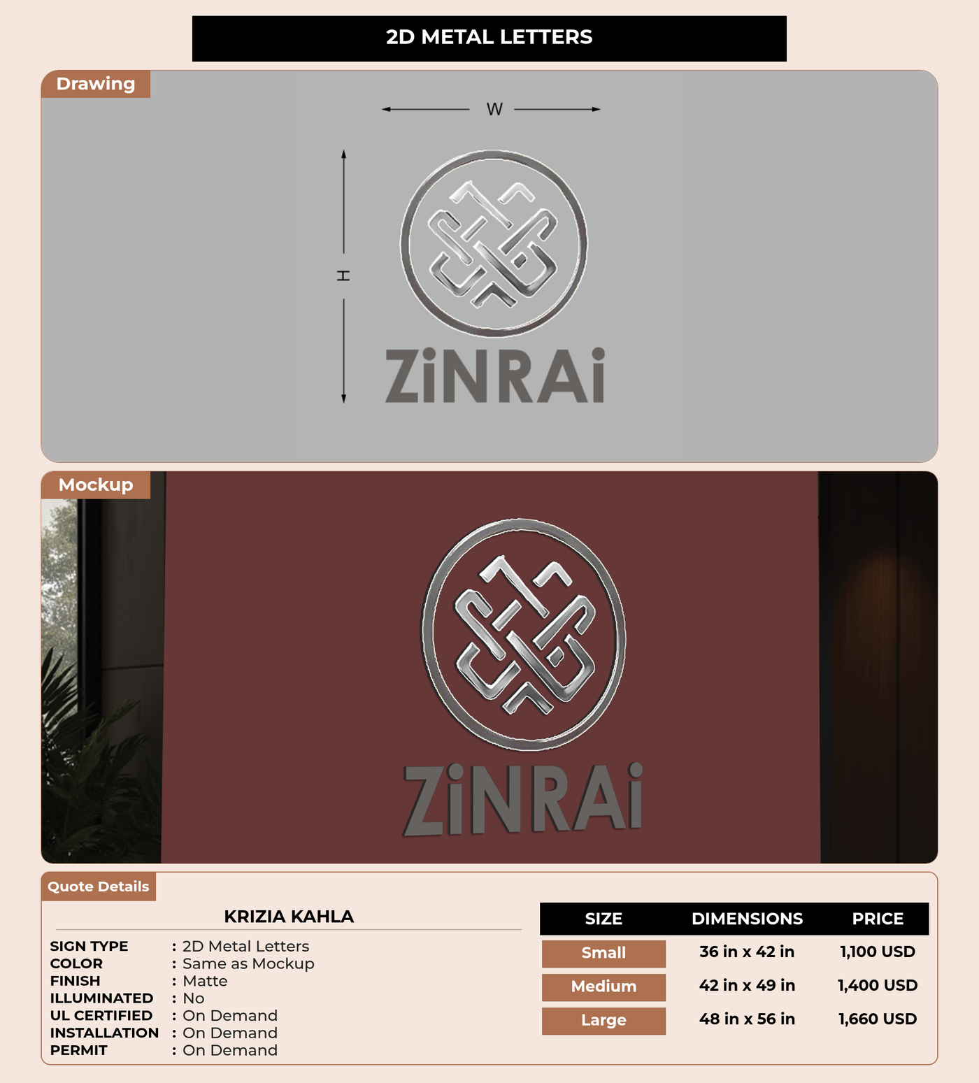 CUSTOM MOCKUP SIGN FOR Krizia Kahla