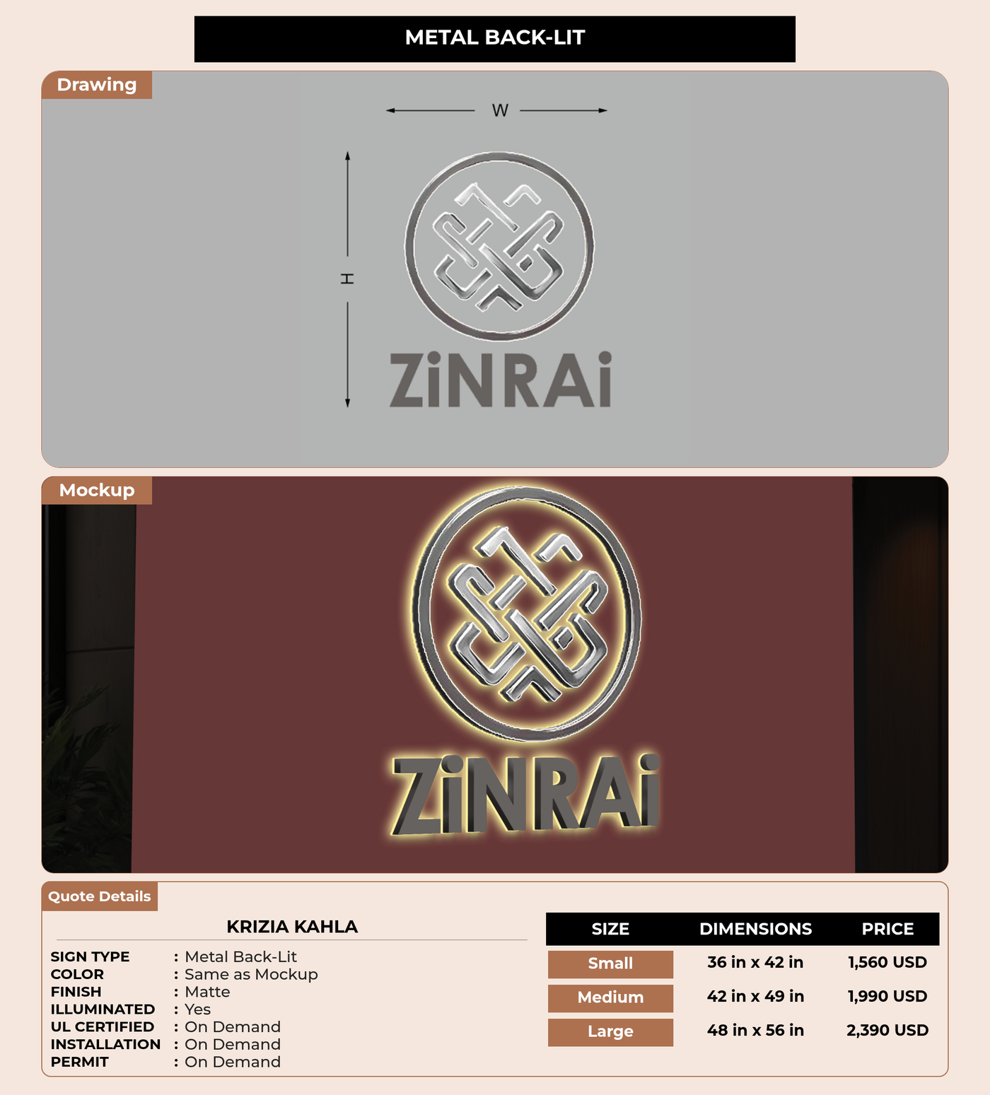 CUSTOM MOCKUP SIGN FOR Krizia Kahla