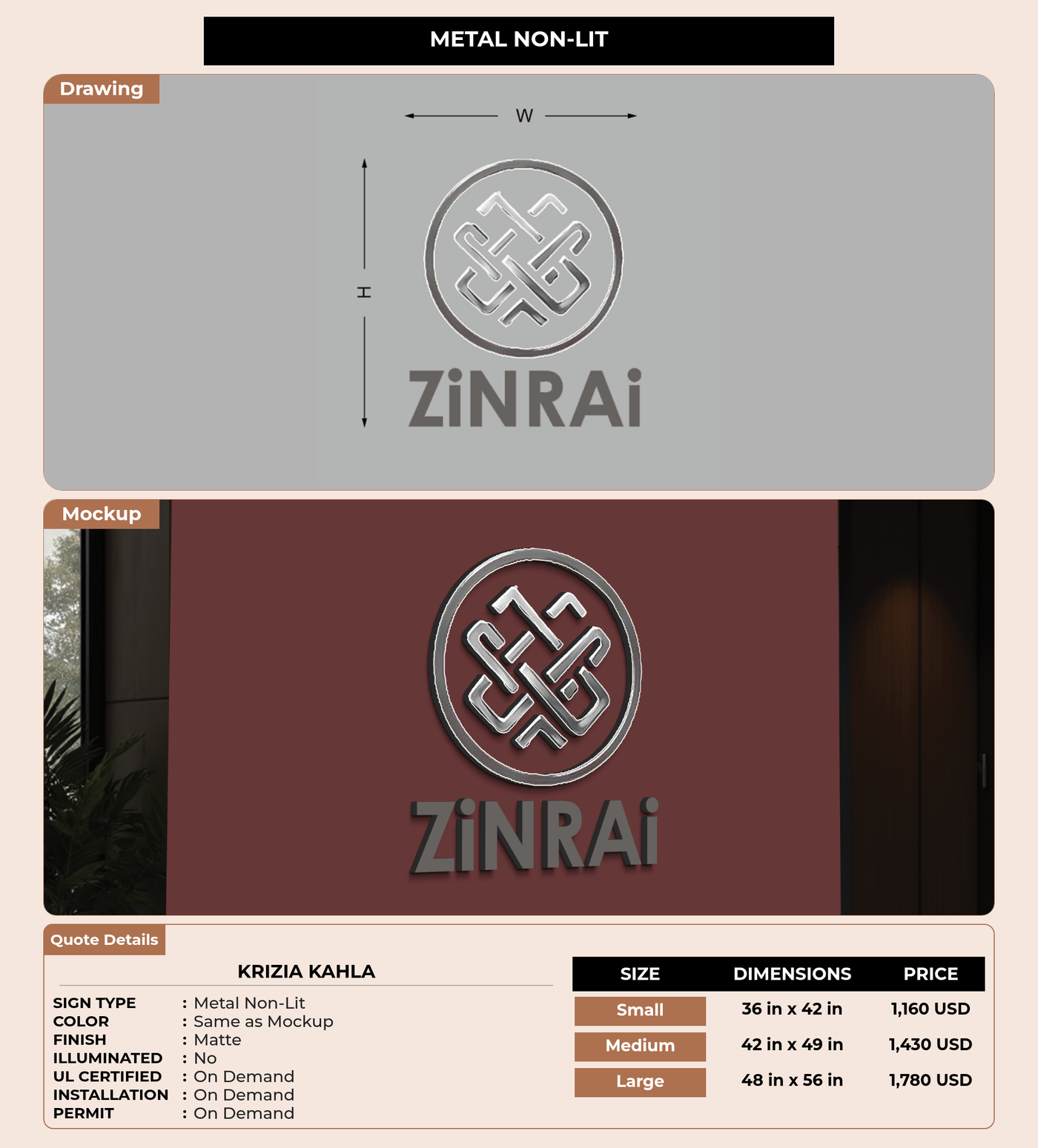 CUSTOM MOCKUP SIGN FOR Krizia Kahla