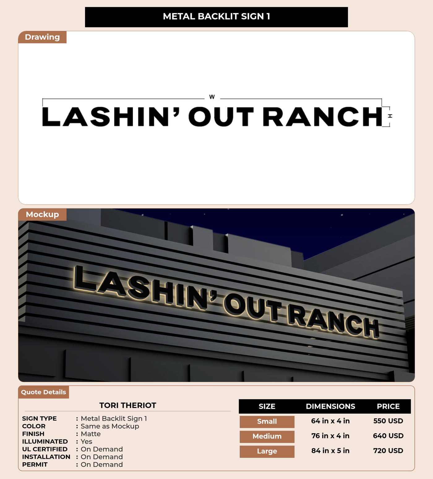 CUSTOM MOCKUP SIGN FOR Tori Theriot