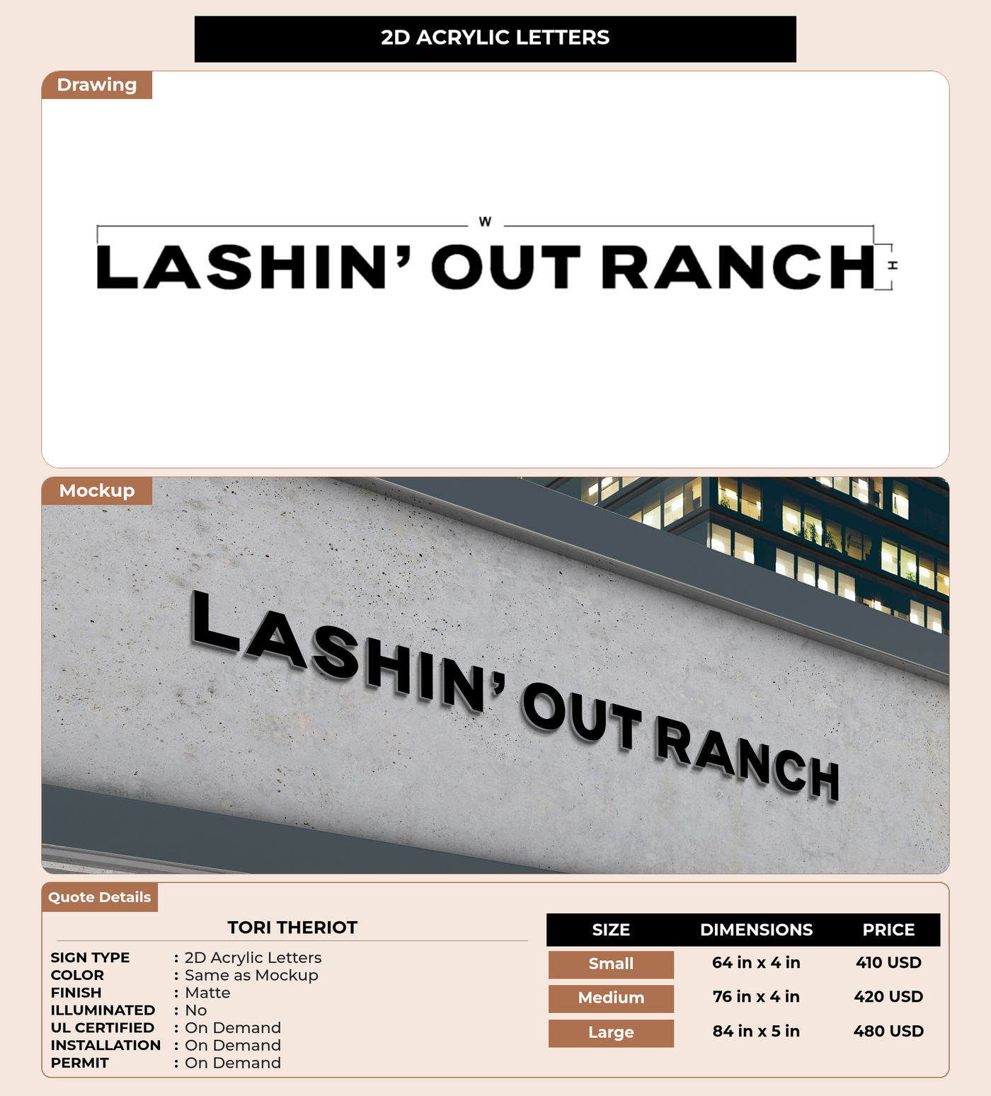 CUSTOM MOCKUP SIGN FOR Tori Theriot