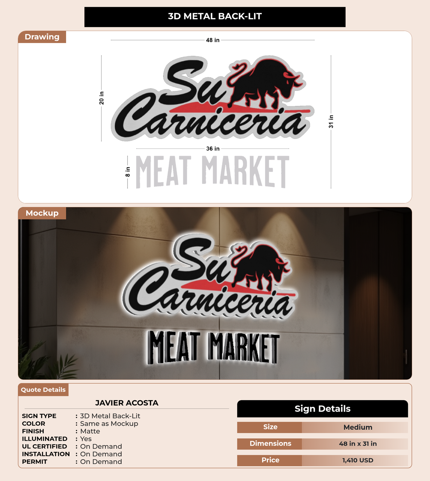 CUSTOM MOCKUP SIGN FOR Javier Acosta