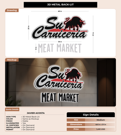 CUSTOM MOCKUP SIGN FOR Javier Acosta