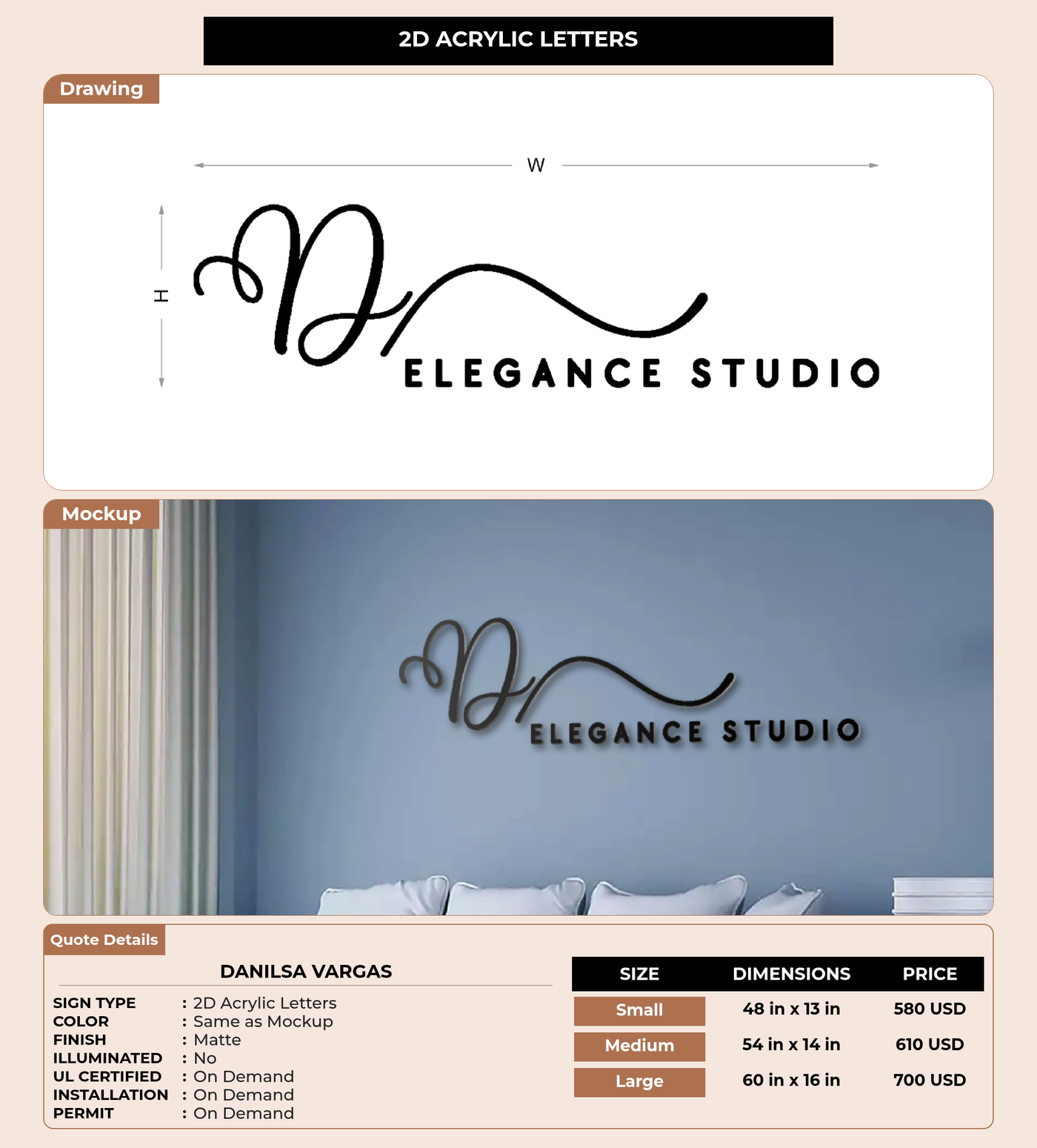 CUSTOM MOCKUP SIGN FOR Danilsa Vargas