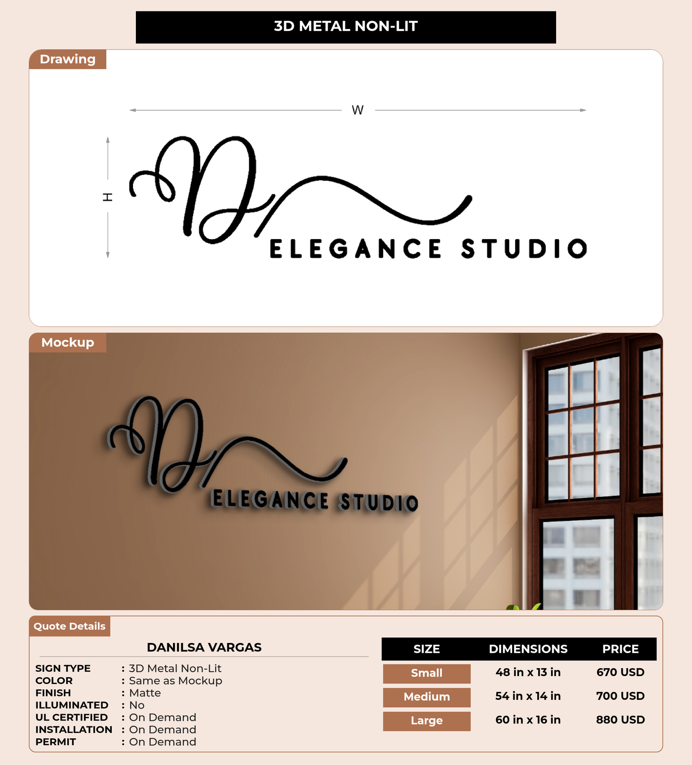 CUSTOM MOCKUP SIGN FOR Danilsa Vargas