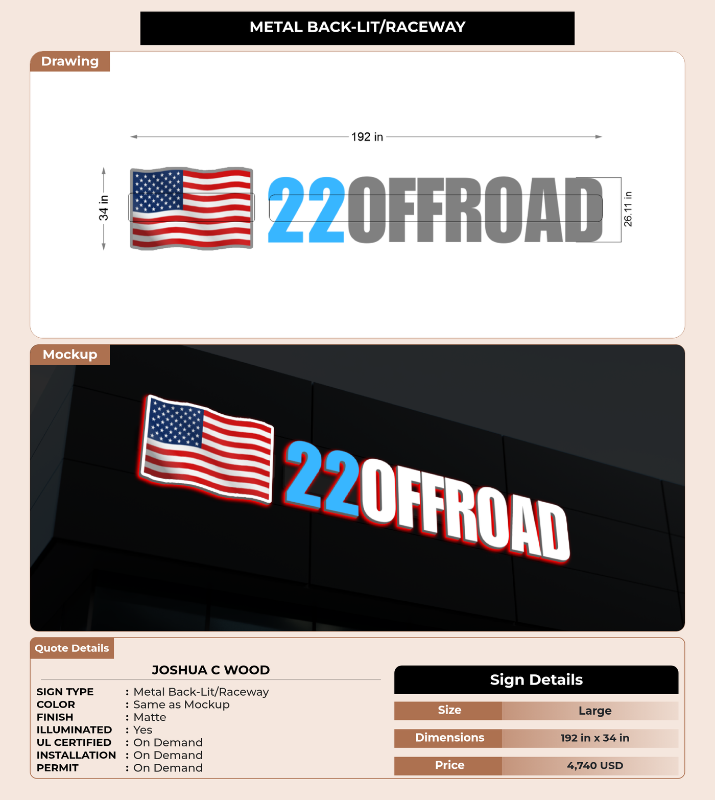 CUSTOM MOCKUP SIGN FOR Joshua C Wood