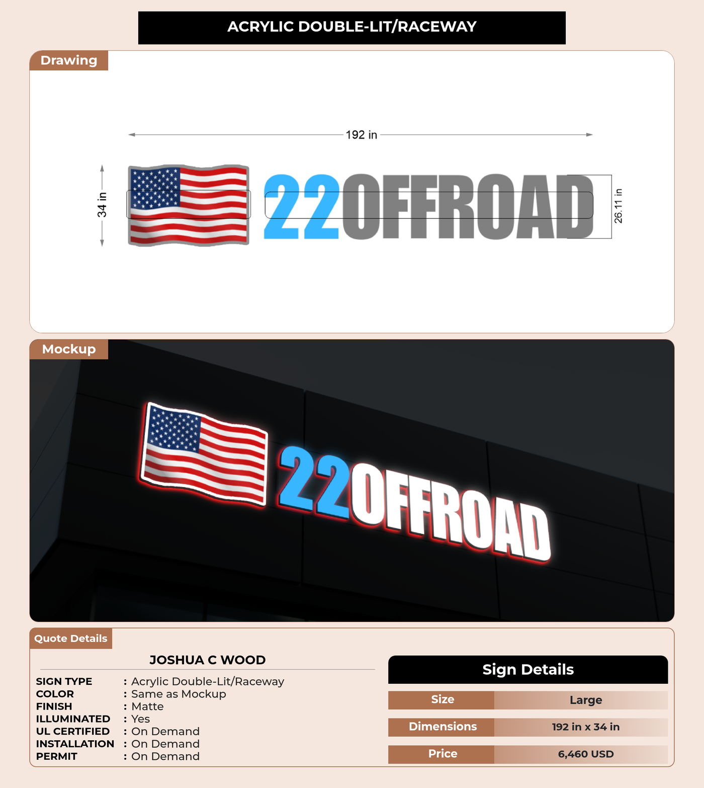 CUSTOM MOCKUP SIGN FOR Joshua C Wood