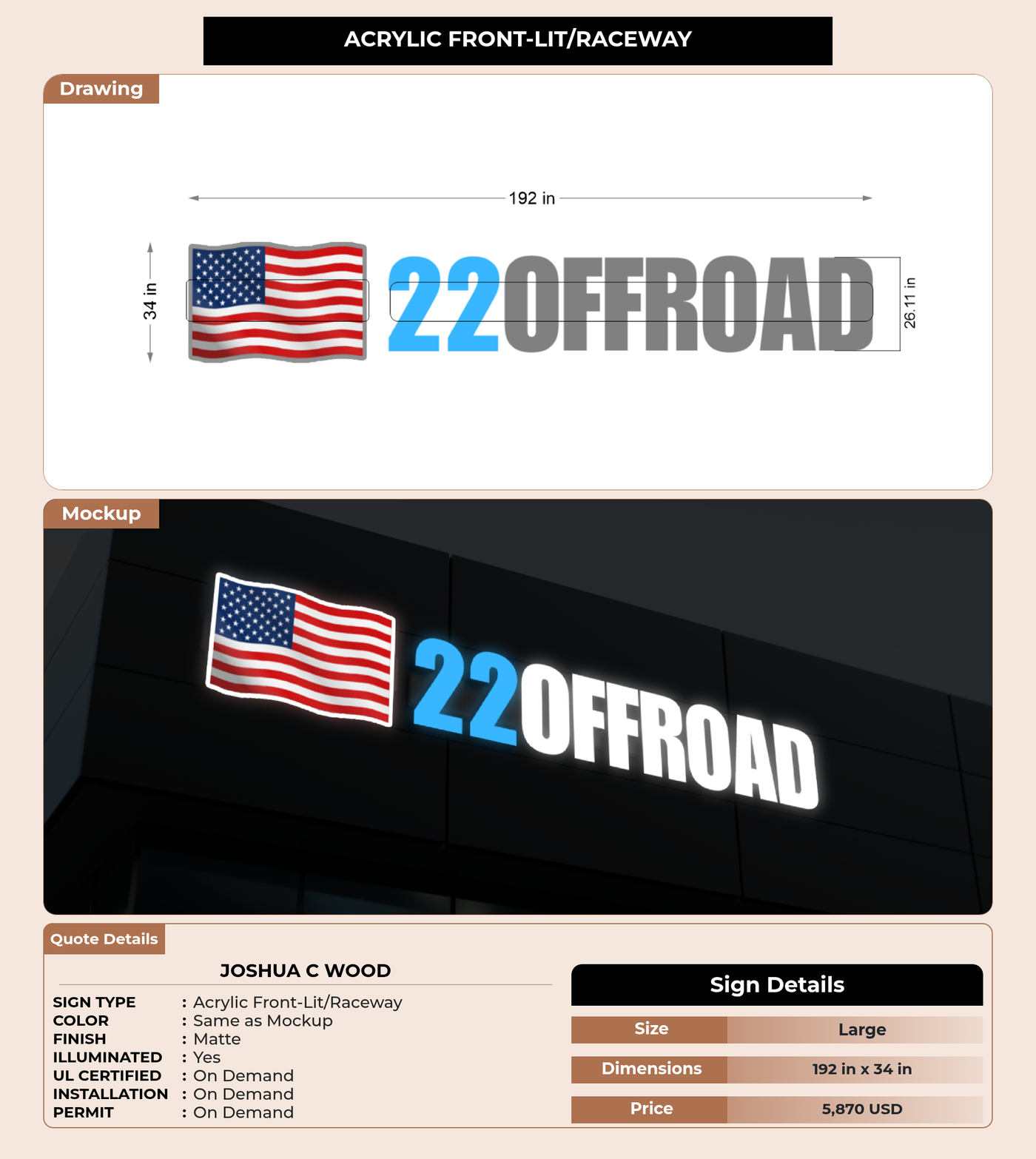 CUSTOM MOCKUP SIGN FOR Joshua C Wood