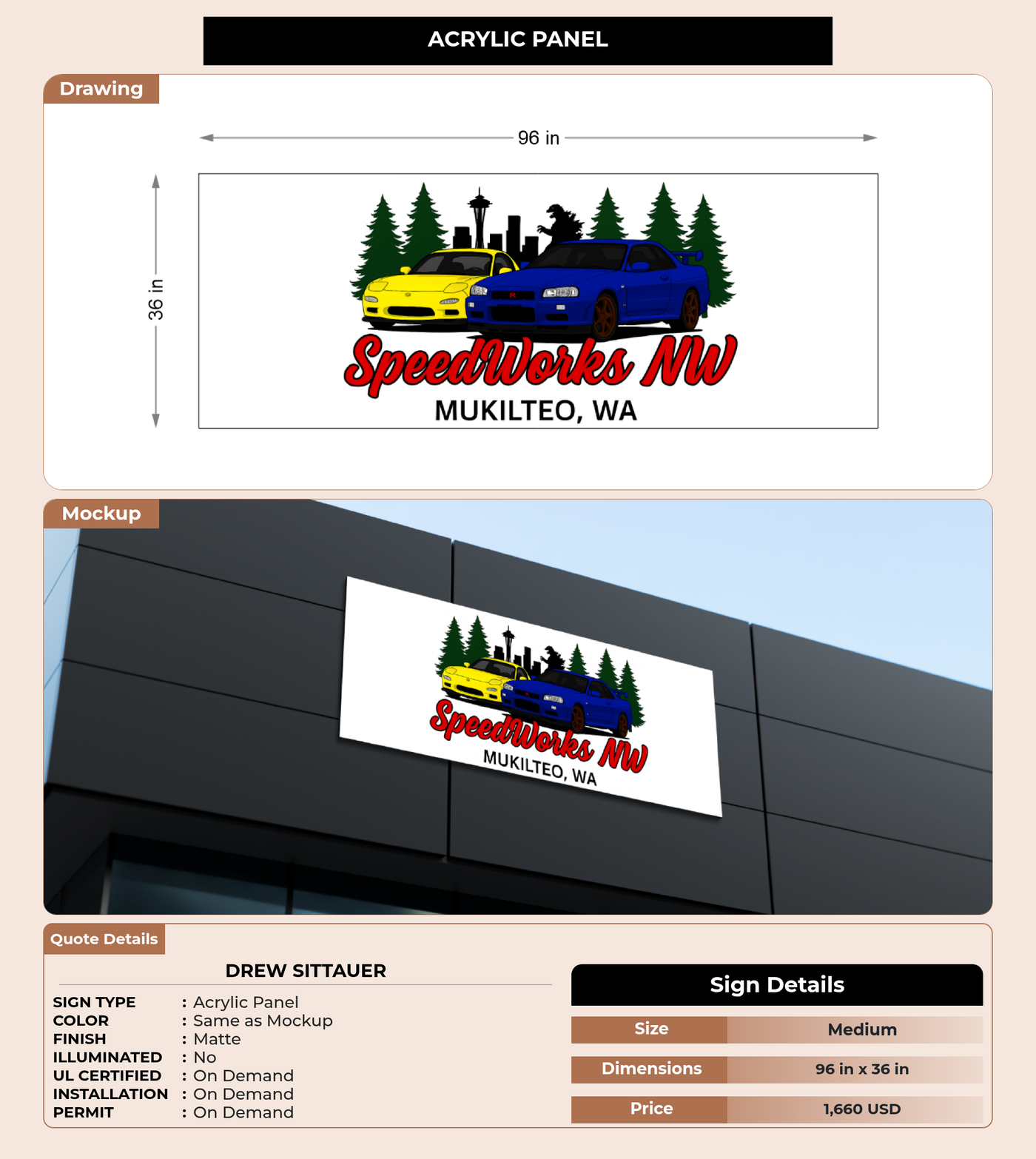 CUSTOM MOCKUP SIGN FOR Drew Sittauer