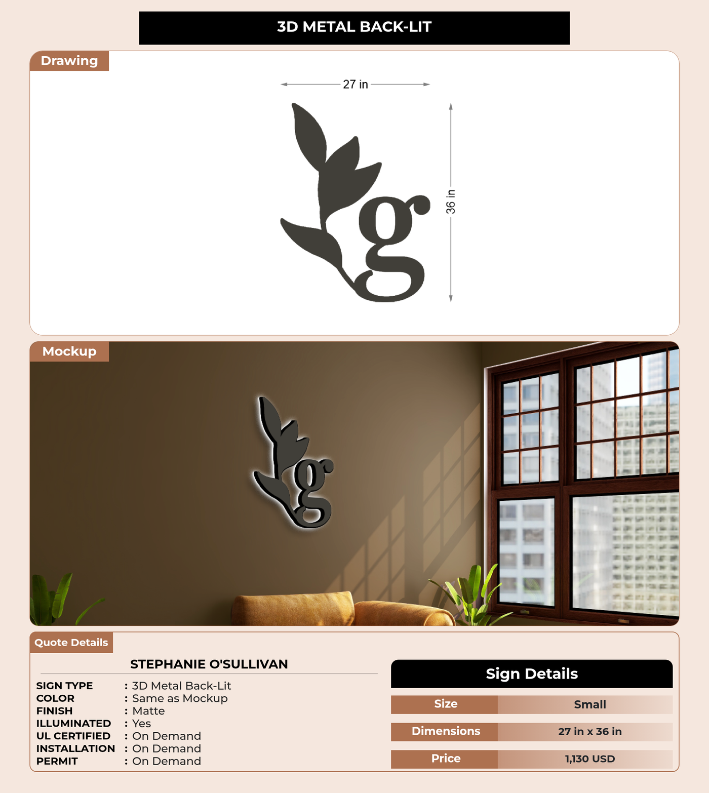 CUSTOM MOCKUP SIGN FOR STephanie O'Sullivan