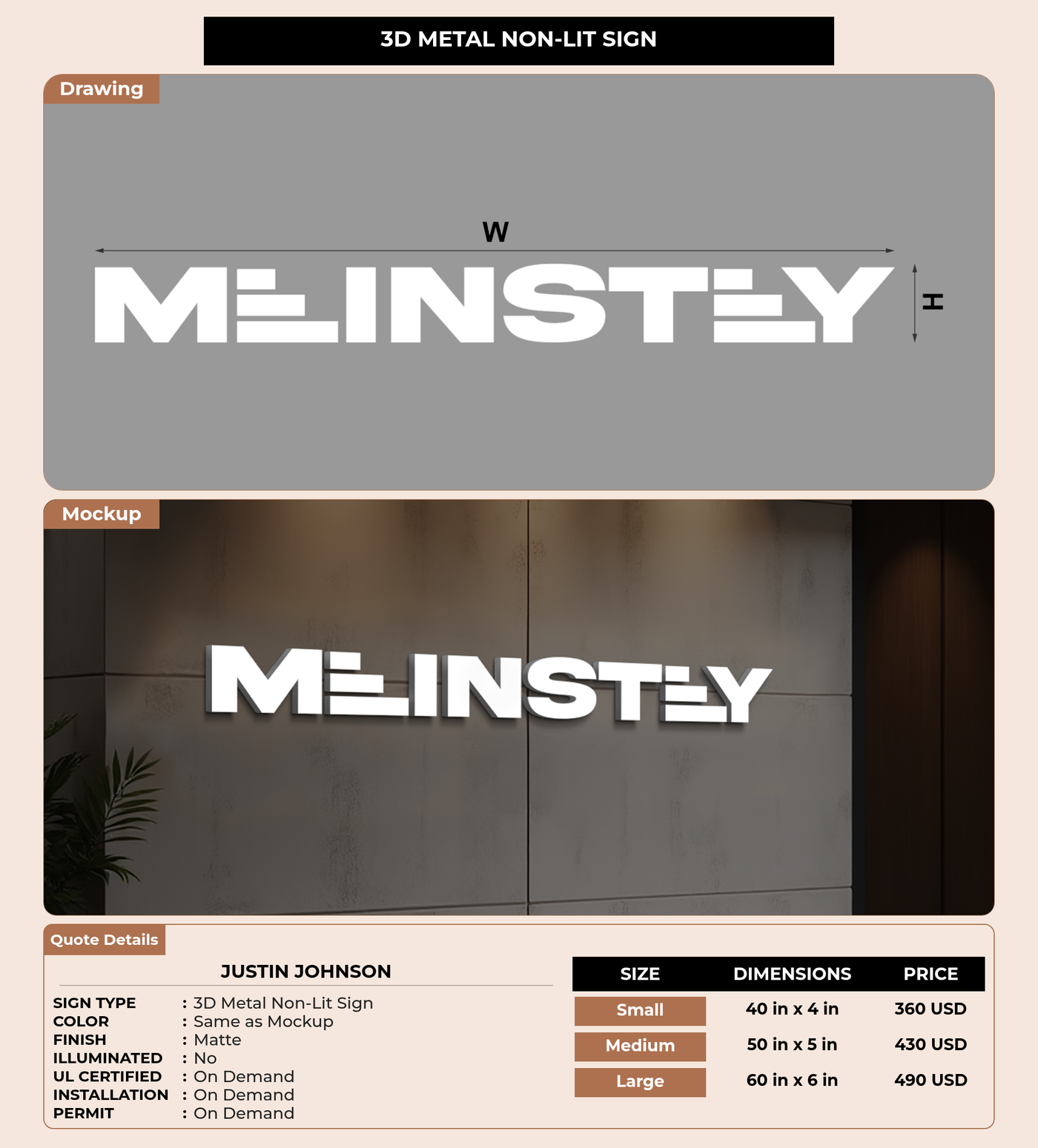 CUSTOM MOCKUP SIGN FOR Justin Johnson