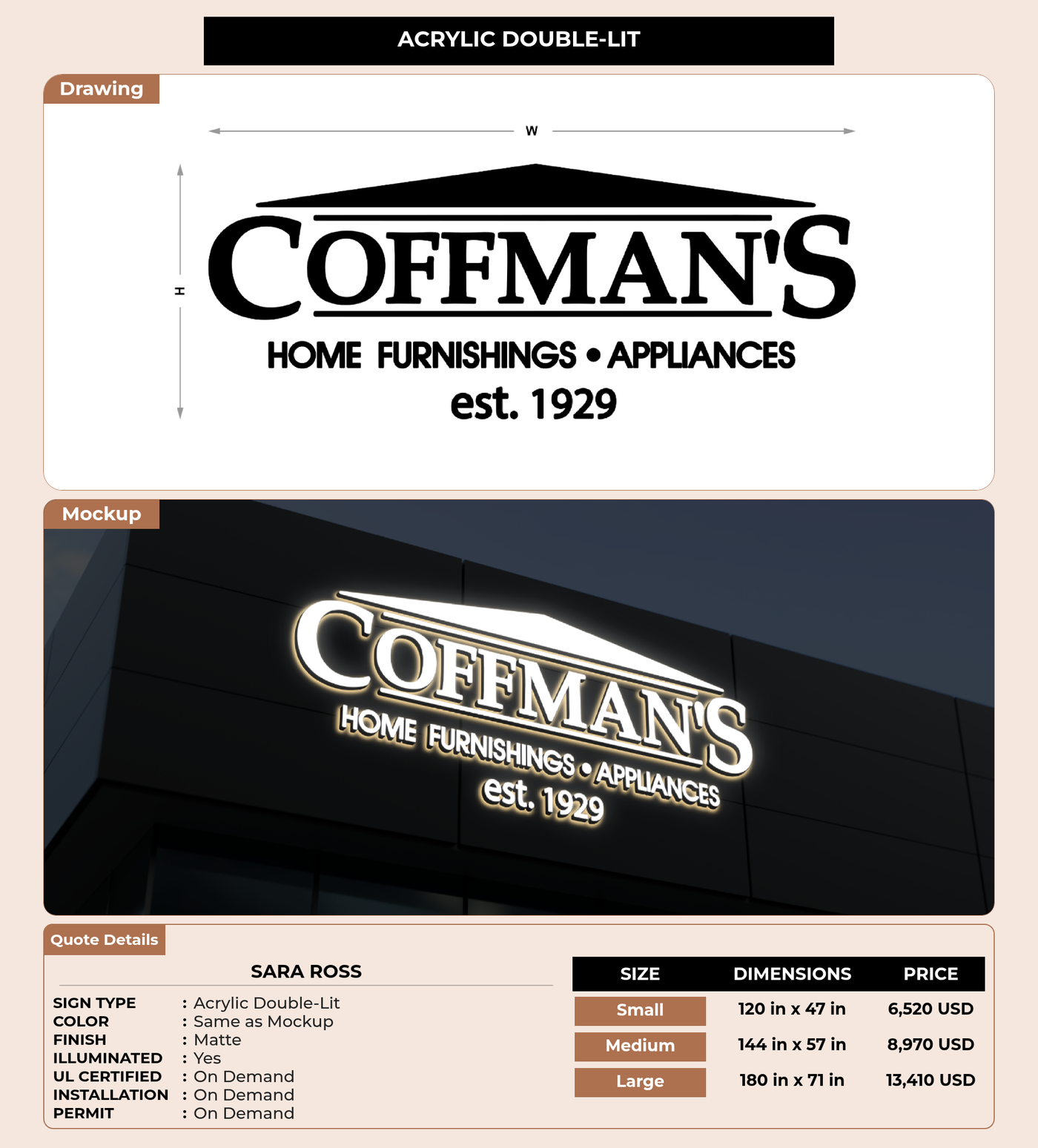 CUSTOM MOCKUP SIGN FOR Sara Ross