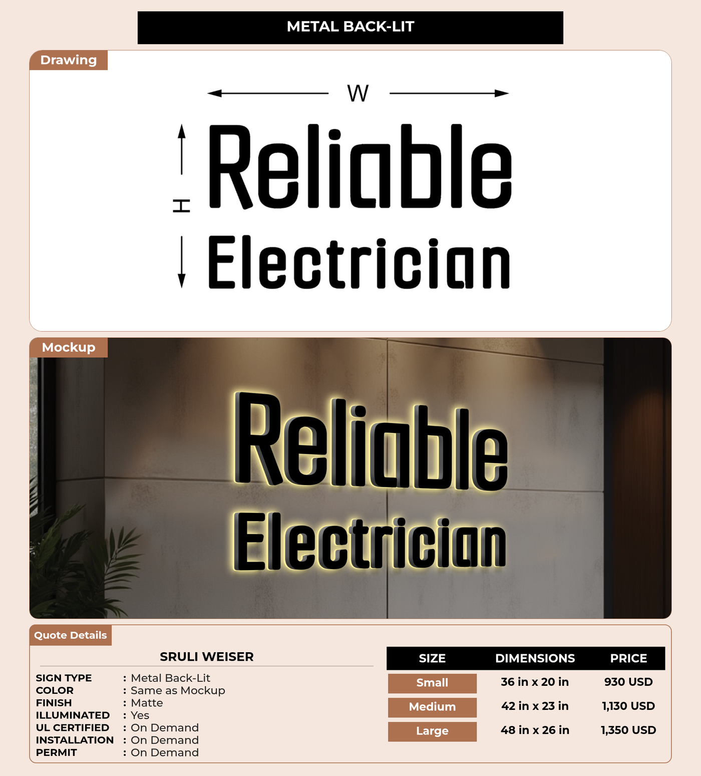 CUSTOM MOCKUP SIGN FOR Sruli Weiser