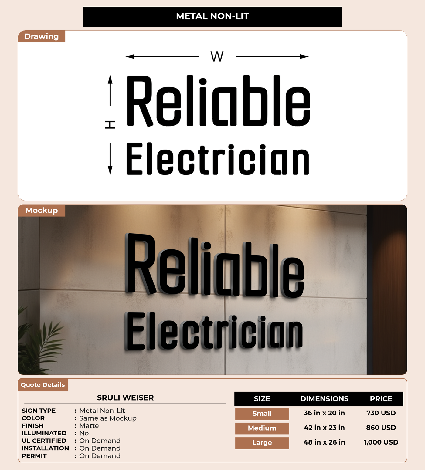 CUSTOM MOCKUP SIGN FOR Sruli Weiser