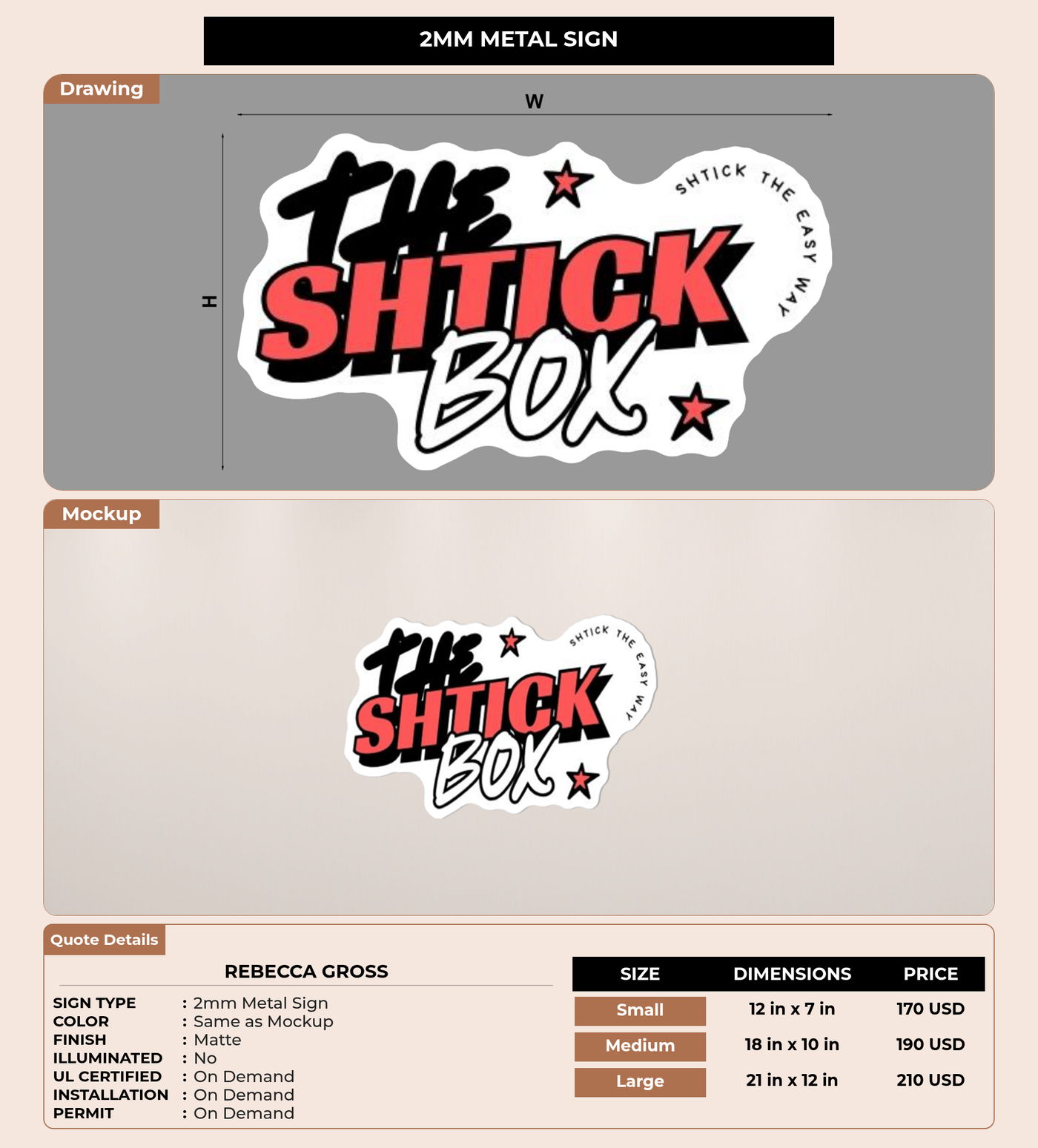 CUSTOM MOCKUP SIGN FOR Rebecca Gross