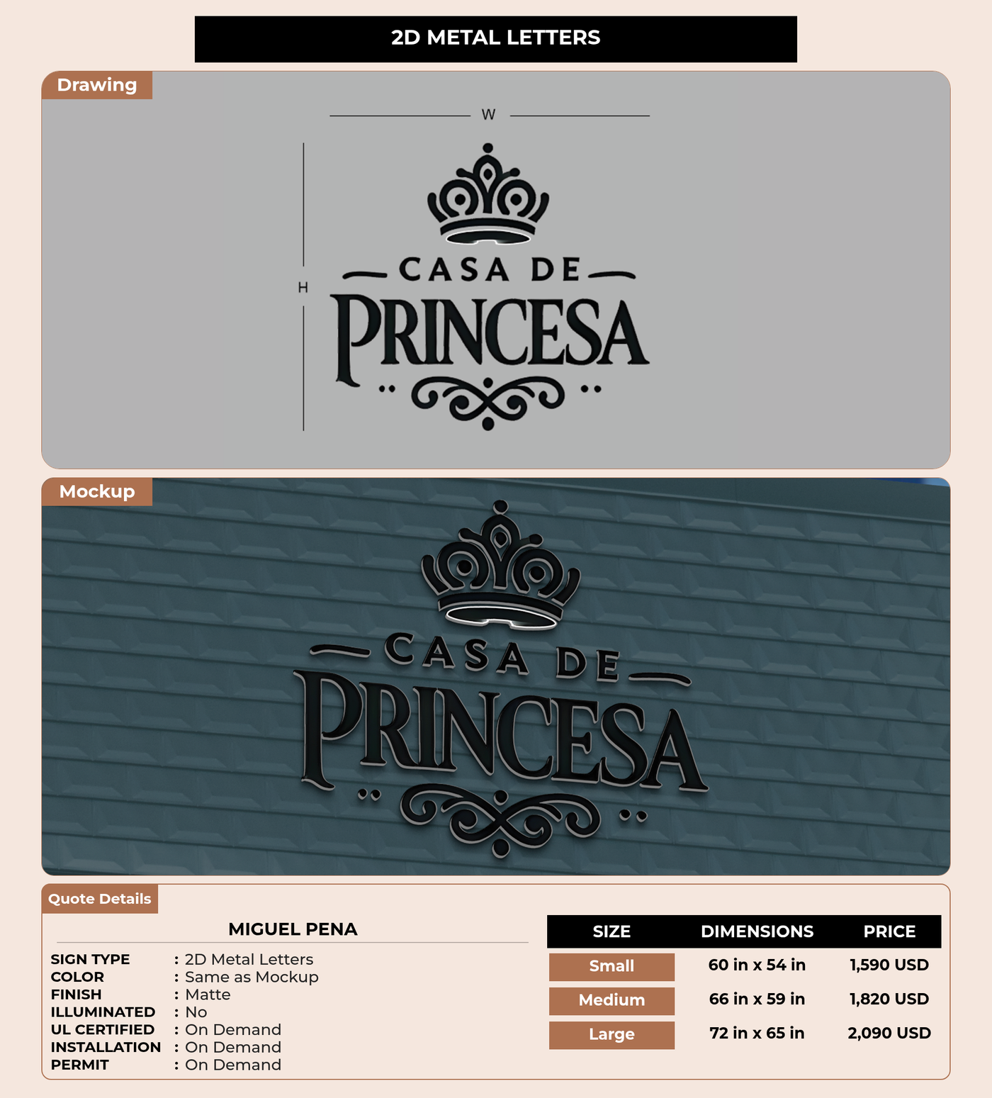 CUSTOM MOCKUP SIGN FOR Miguel Pena