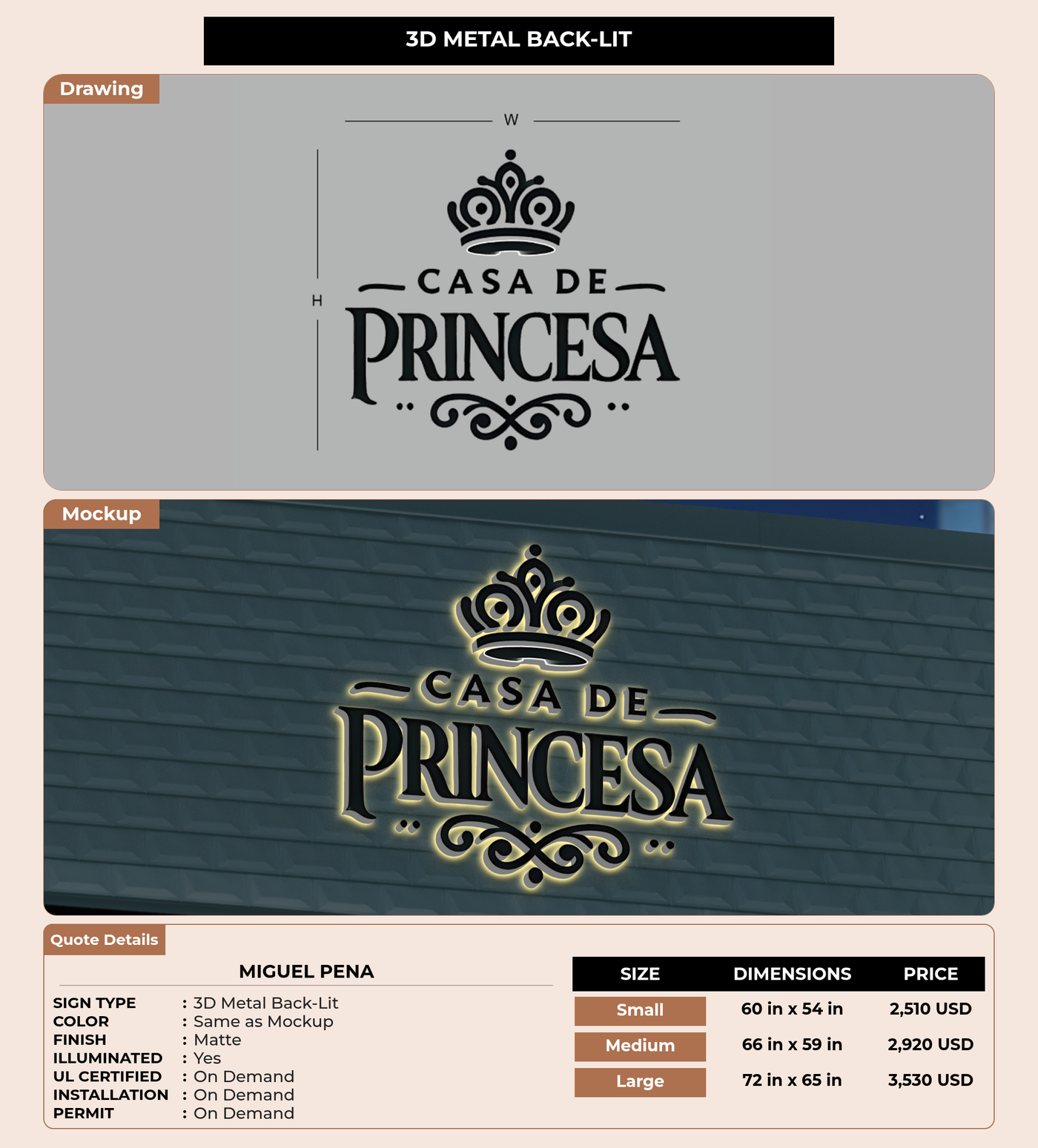 CUSTOM MOCKUP SIGN FOR Miguel Pena