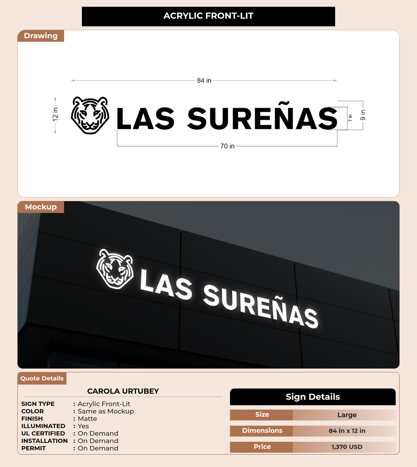 CUSTOM MOCKUP SIGN FOR Carola Urtubey