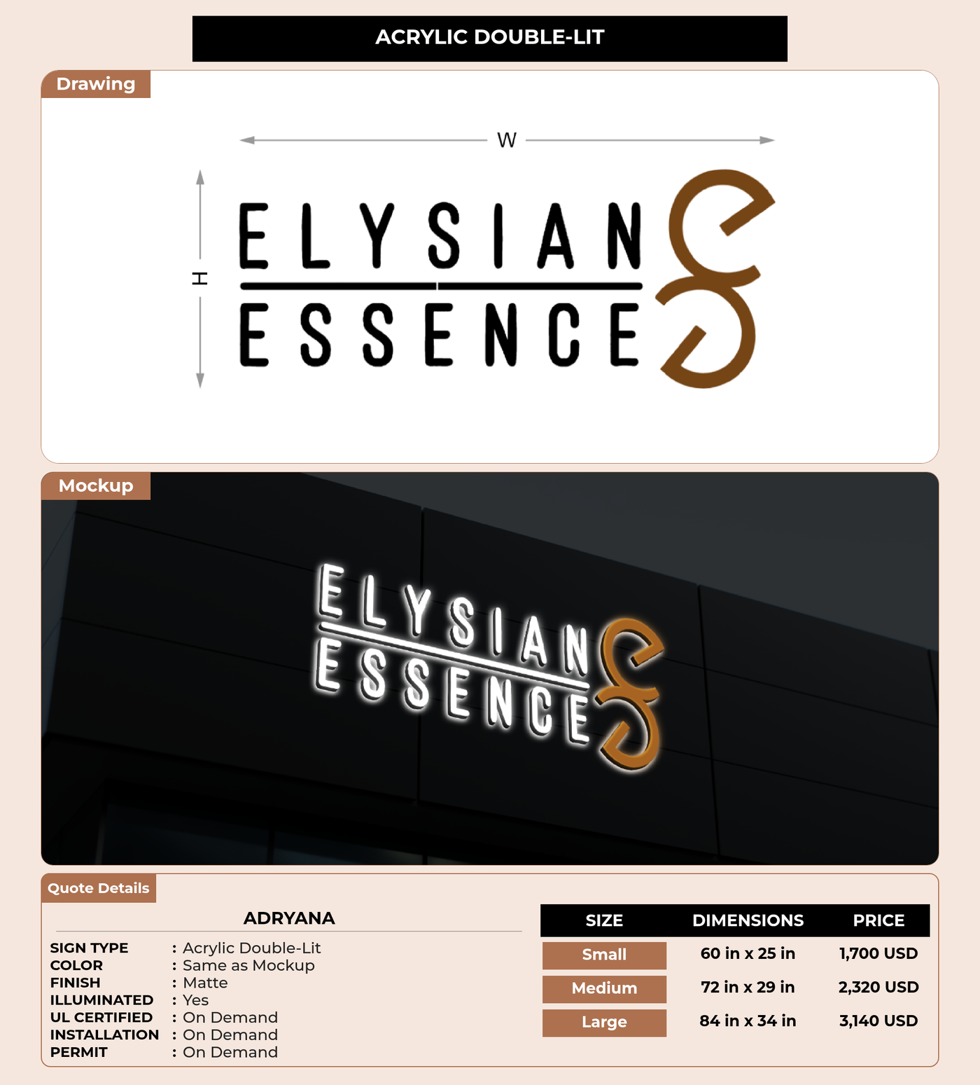 CUSTOM MOCKUP SIGN FOR Adryana